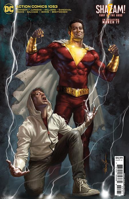 03/28/2023 ACTION COMICS #1053 CVR D LUCIO PARRILLO SHAZAM FURY OF THE GODS MOVIE CARD STOCK VAR