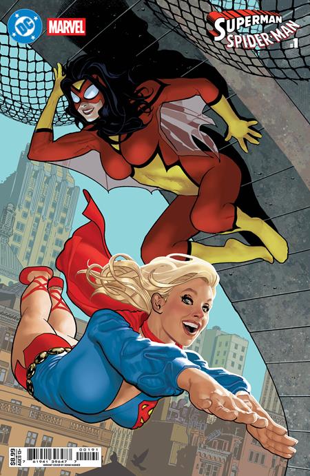 DC MARVEL SUPERMAN SPIDER-MAN #1 (ONE SHOT) CVR I ADAM HUGHES SUPERGIRL 70S & SPIDER-WOMAN 70S CARD STOCK VAR (03-25-26)