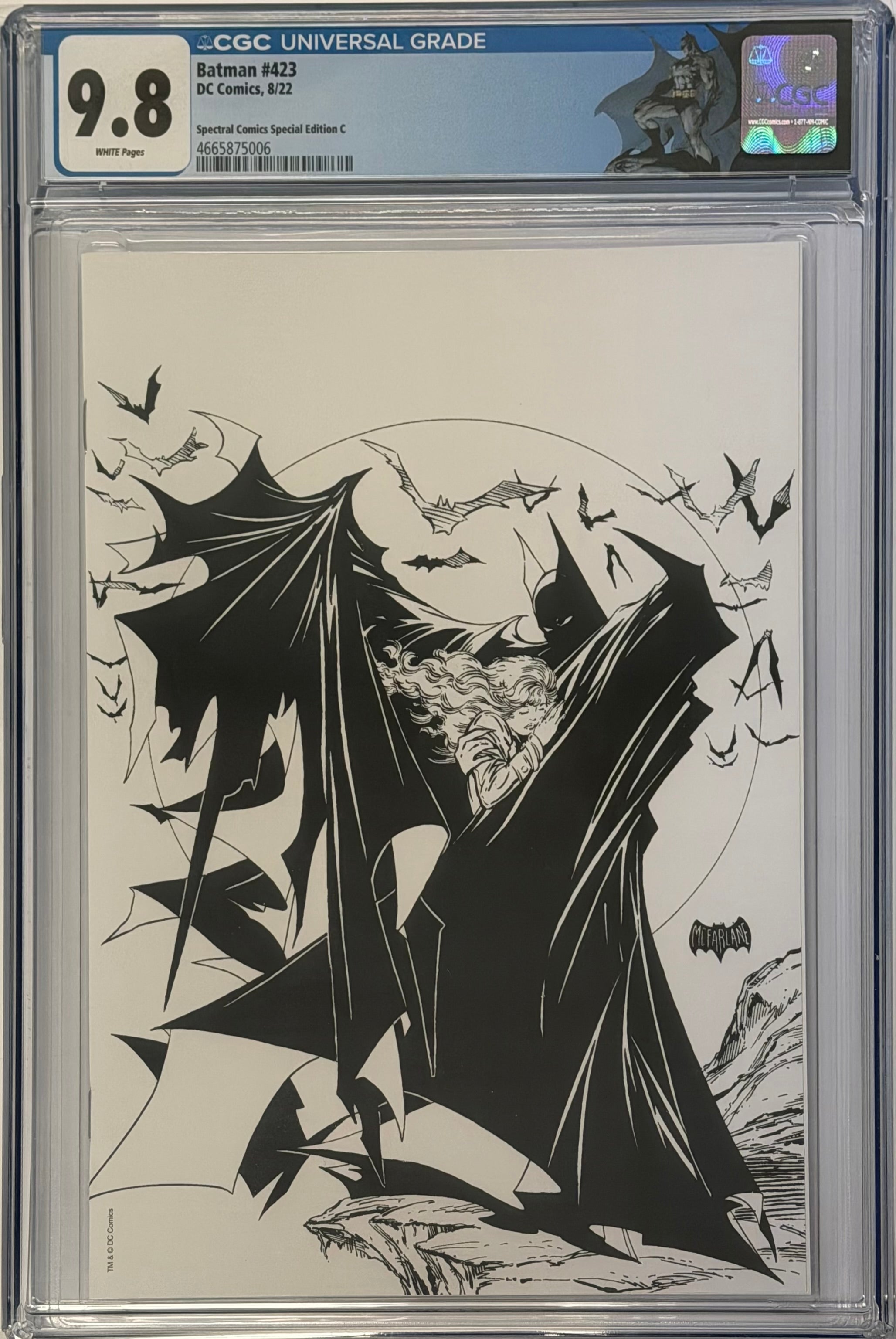 BATMAN #423 TODD MCFARLANE B/W VIRGIN EDITION CGC 9.8 (IN STOCK) C58