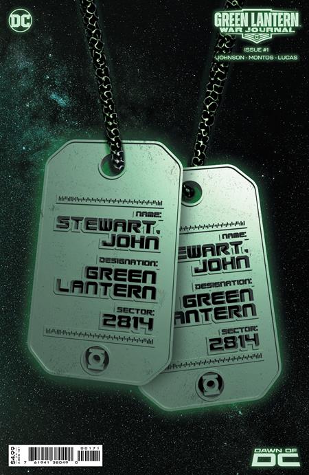 GREEN LANTERN WAR JOURNAL #1 CVR E JOHN STEWART GLOW-IN-THE-DARK DOG TAG CARD STOCK VAR - 09/19/23