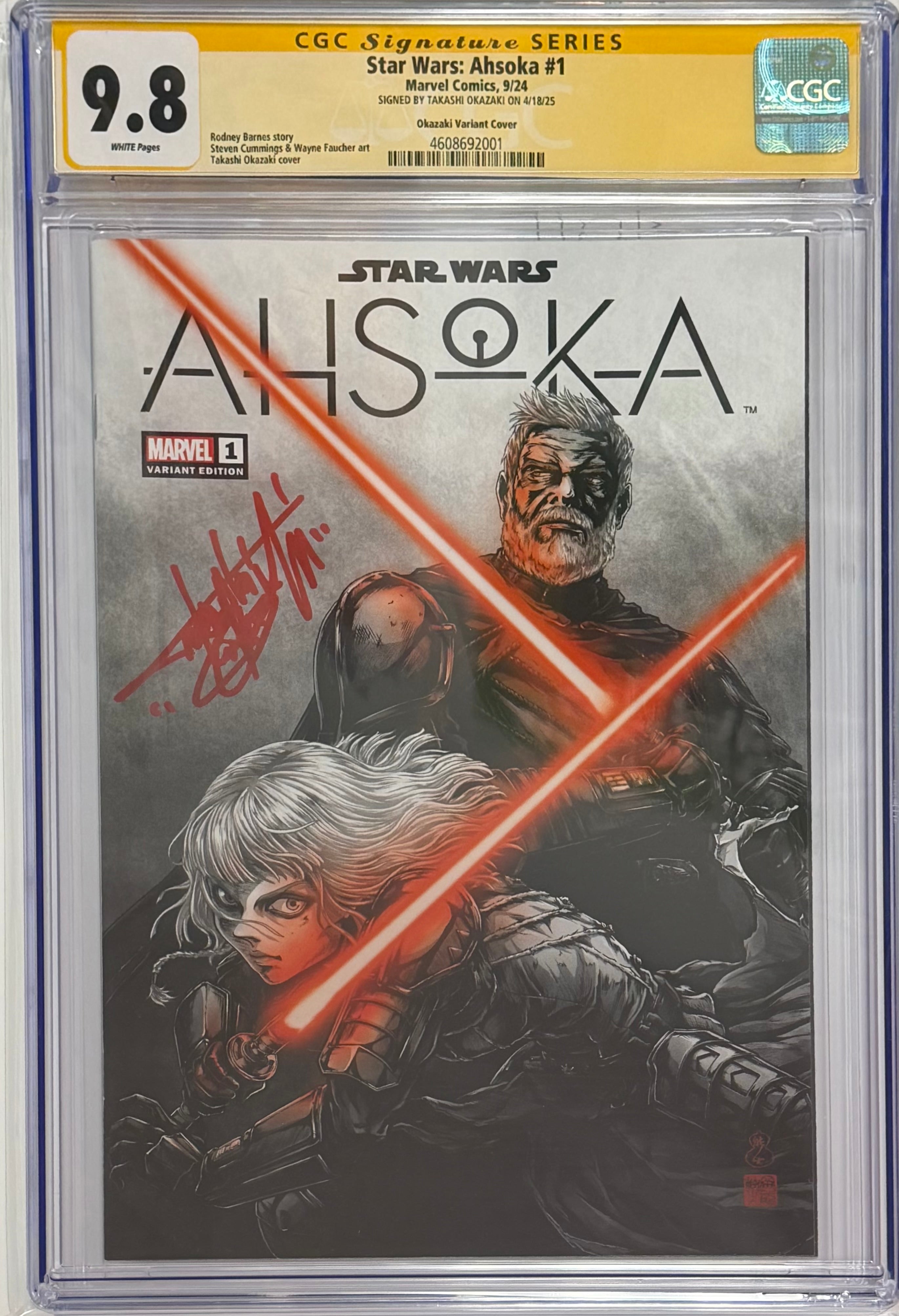 STAR WARS AHSOKA #1 OKAZAKI EXCLUSIVE VARIANT SIGNED BY TAKASHI OKAZAKI CGC 9.8 (IN STOCK) C60