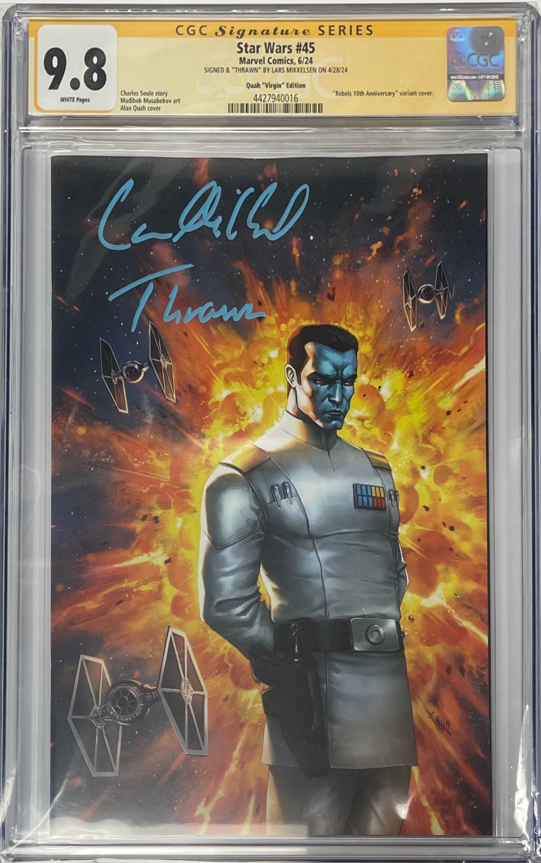 STAR WARS #45 ALAN QUAH REBELS 10TH ANNIVERSARY SIGNED BY LARS MIKKELSEN CGC 9.8 (IN STOCK) C66