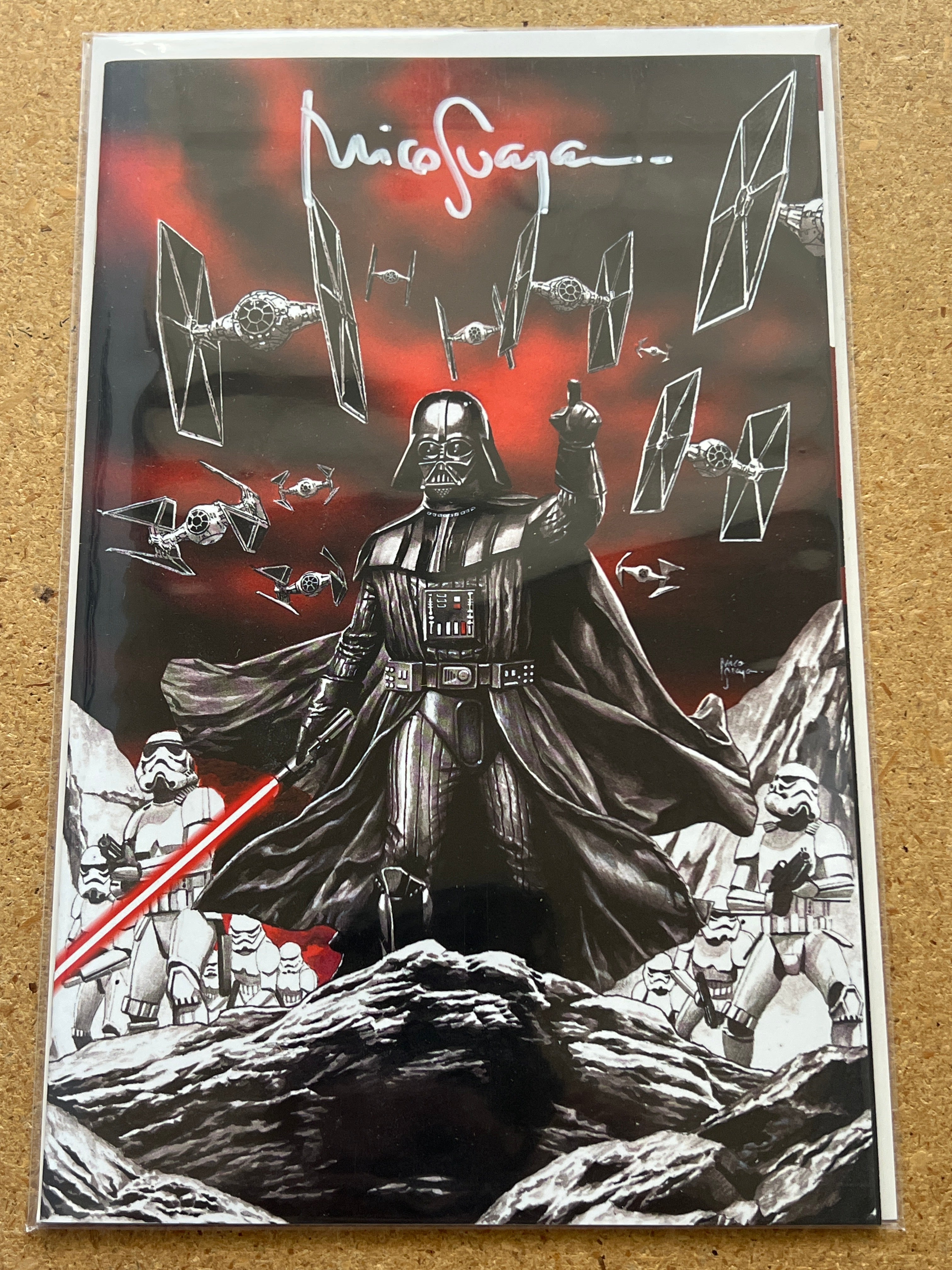 STAR WARS DARTH VADER BLACK WHITE AND RED #1 VIRGIN VARIANT SIGNED BY MICO SUAYAN WITH COA (SS8)