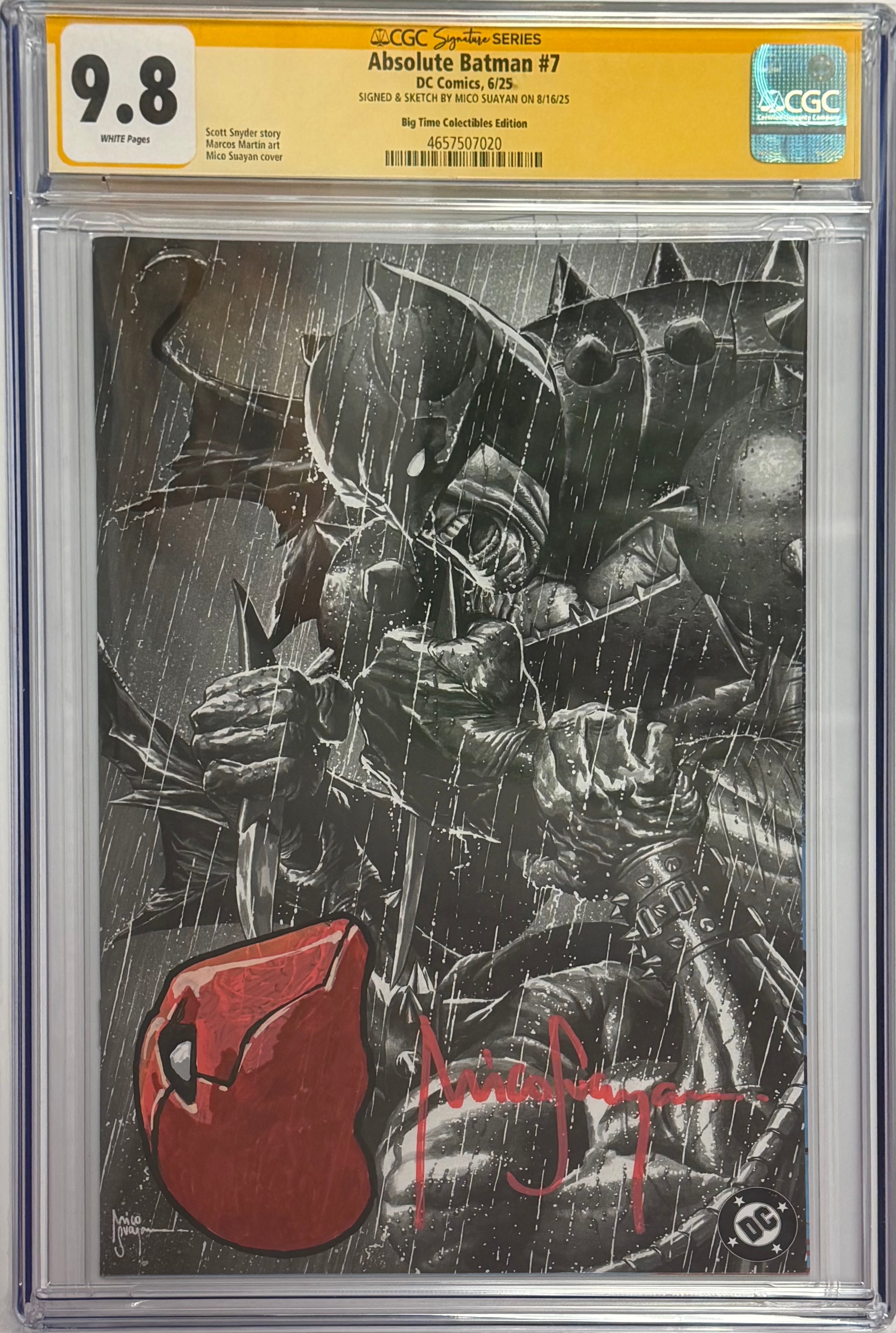 ABSOLUTE BATMAN #7 MICO SUAYAN SKETCH EDITION SIGNED W/REDHOOD SKETCH BY MICO SUAYAN CGC 9.8 (IN STOCK) C59