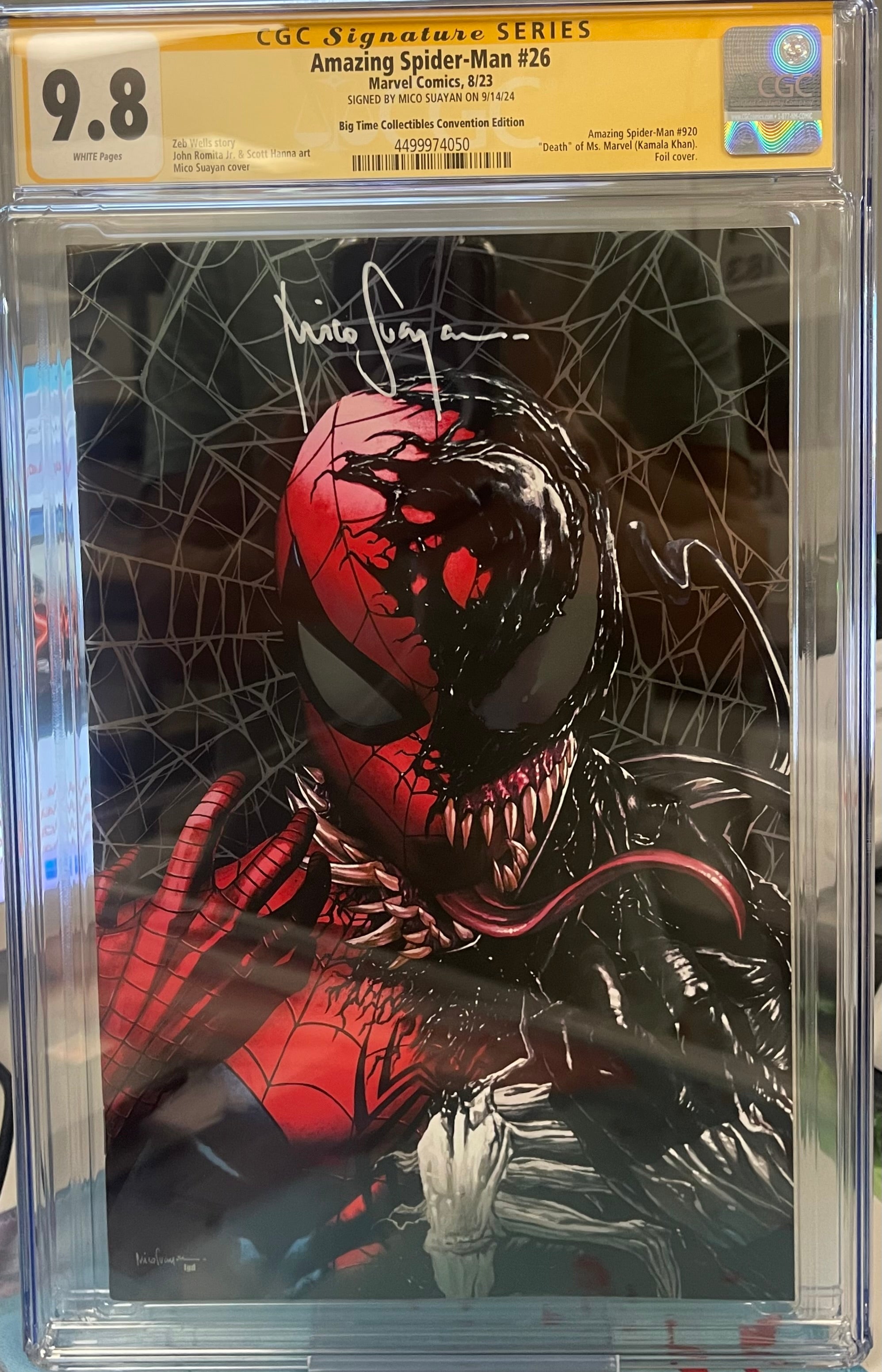 AMAZING SPIDER-MAN #26 MICO SUAYAN EXCLUSIVE FOIL EDITION CGC 9.8 SIGNED BY MICO SUAYAN (WHITE SIGS) (C101)