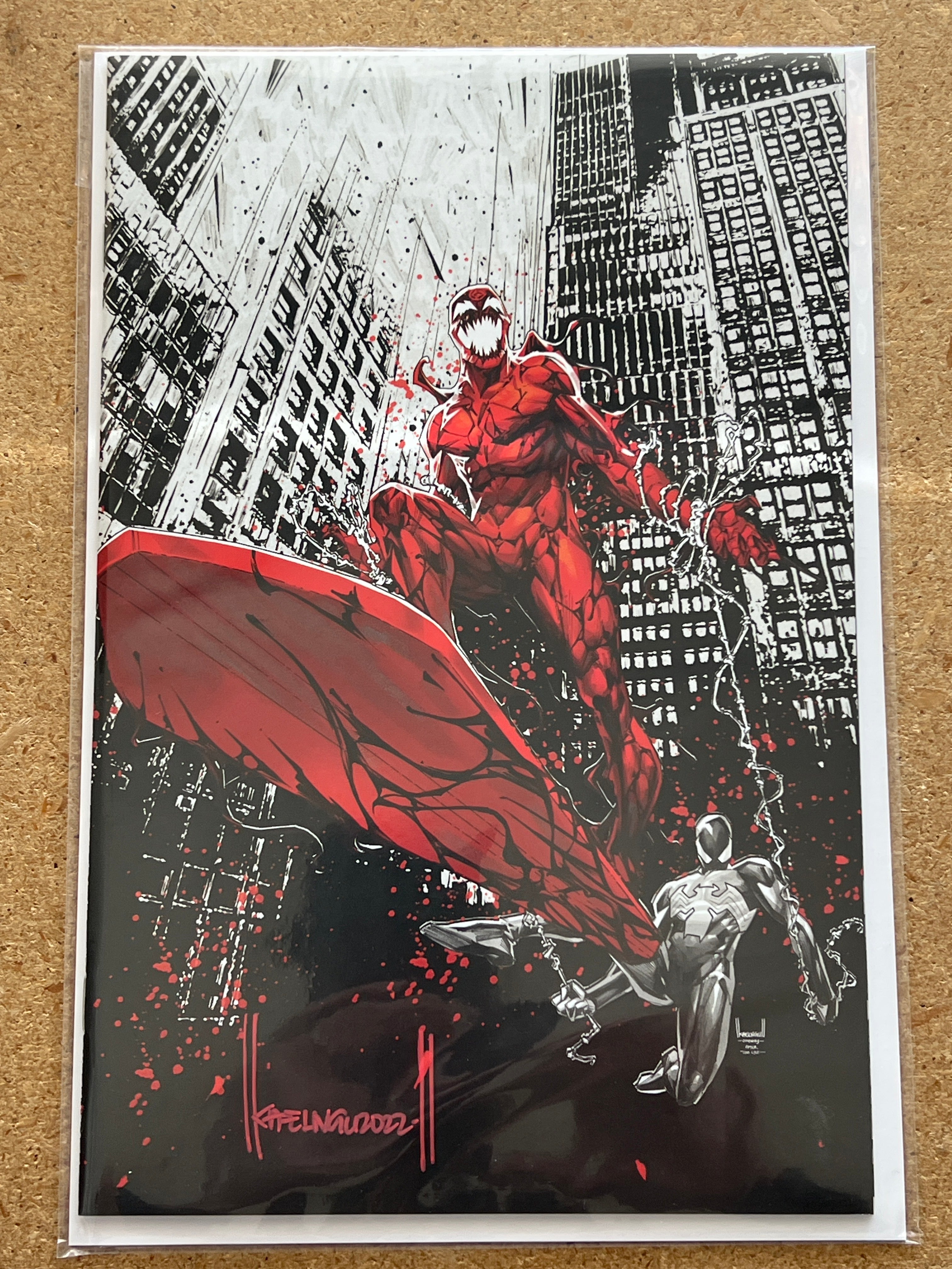 CARNAGE BLACK WHITE AND BLOOD #1 KAEL NGU "RED ROCKET" CONVENTION VARIANT SIGNED BY KAEL NGU WITH COA (SS1)