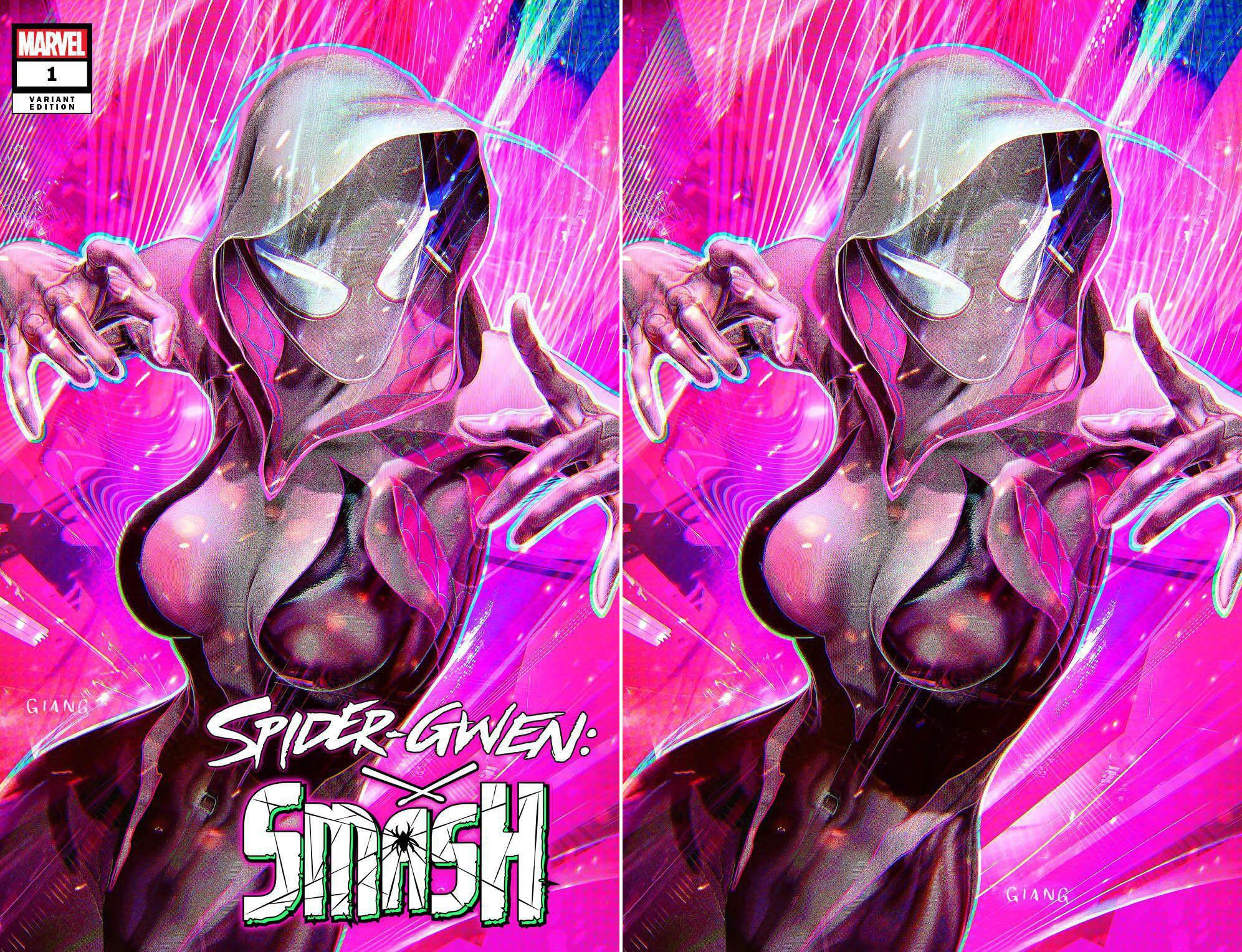 SPIDER-GWEN: SMASH 1 JOHN GIANG EXCLUSIVE VARIANT COVER OPTIONS 12/13/23