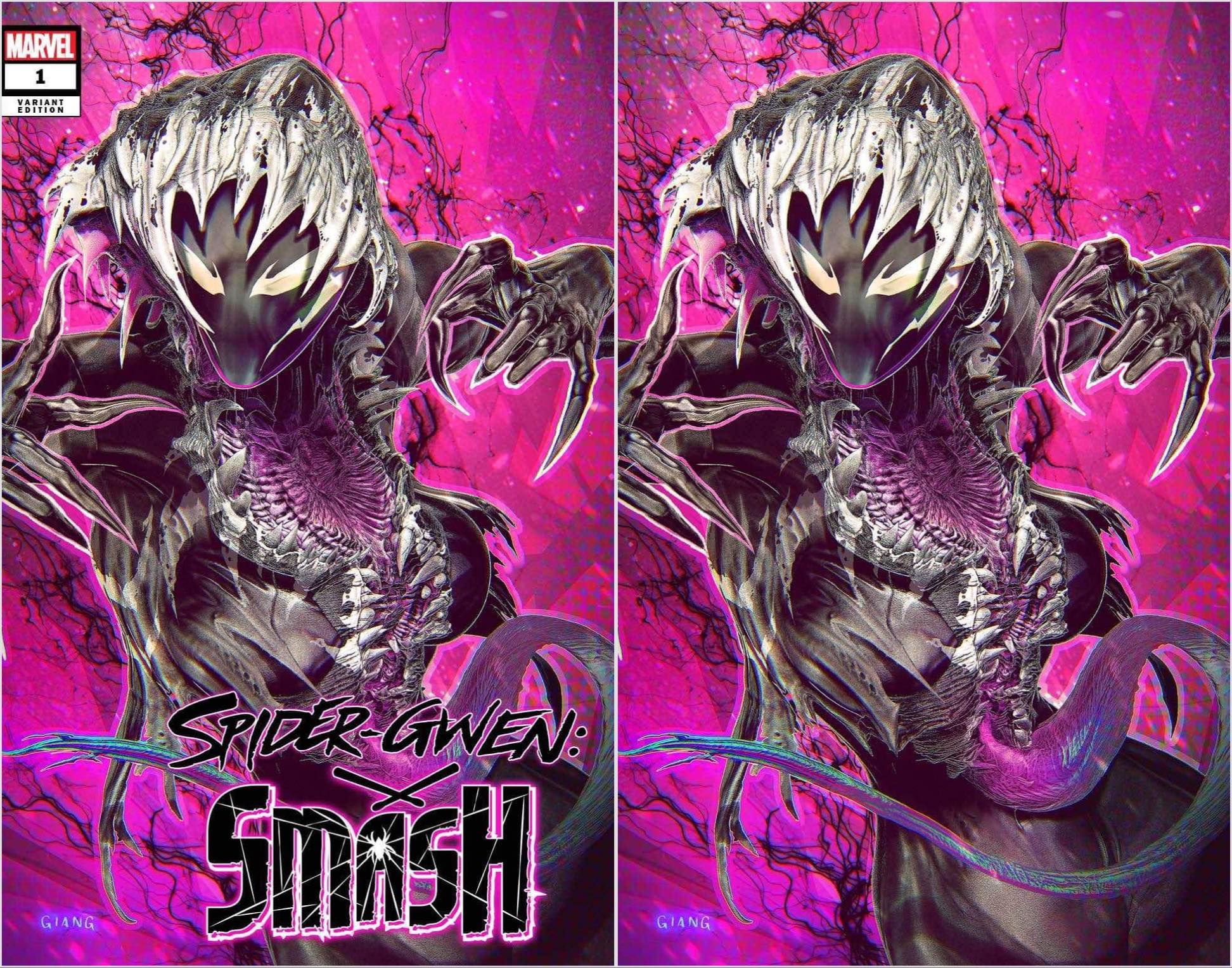 SPIDER-GWEN SMASH #1 JOHN GIANG MEGACON EXCLUSIVE VENOMIZED VARIANT COVERS OPTIONS