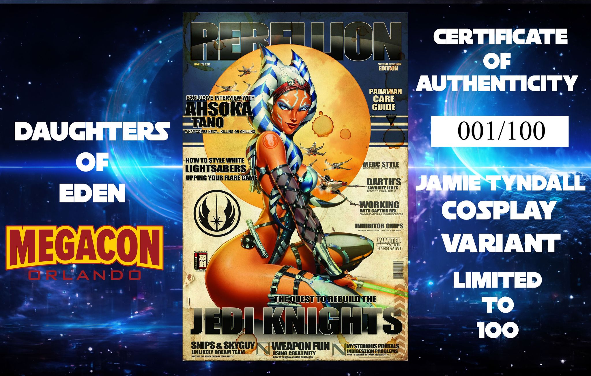 DAUGHTERS OF EDEN #1 JAMIE TYNDALL AHSOKA RETRO COSPLAY MEGACON EXCLUSIVE OPTIONS