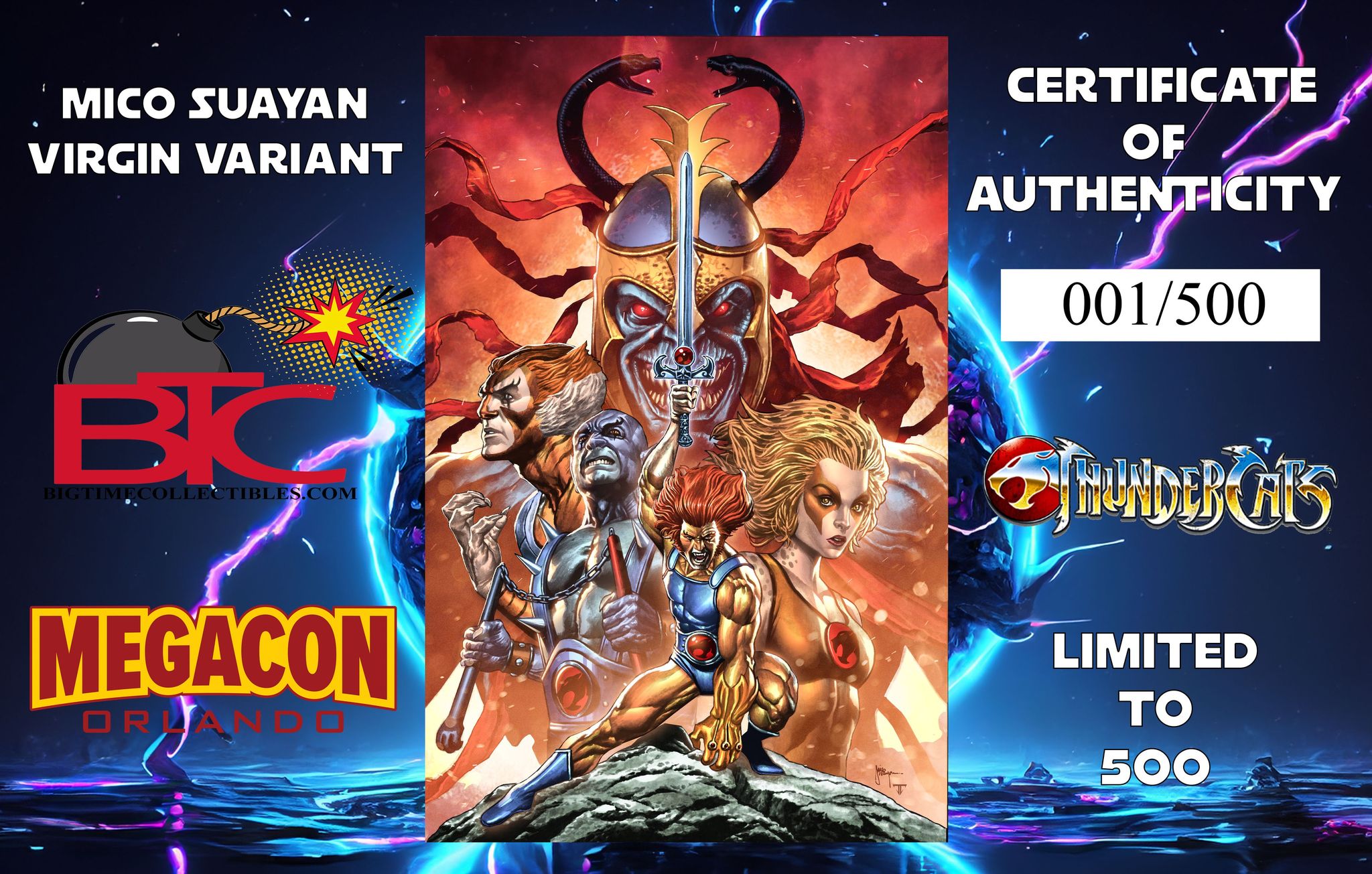 THUNDERCATS #1 MICO SUAYAN MEGACON EXCLUSIVE VIRGIN VARIANT OPTIONS