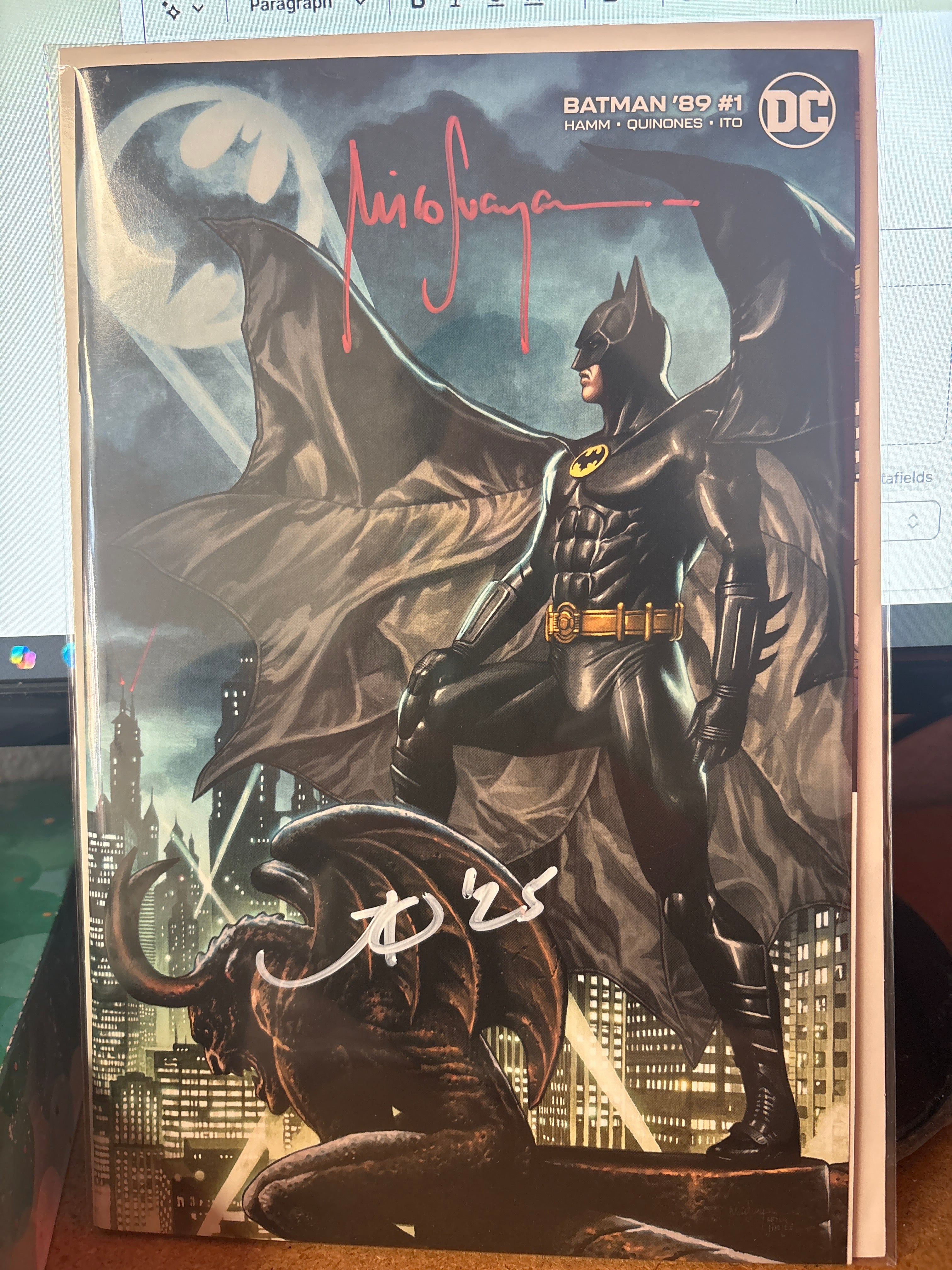 BATMAN '89 #1 MINIMAL TRADE DRESS SIGNED BY ARRIS & MICO W/COA (SS11)