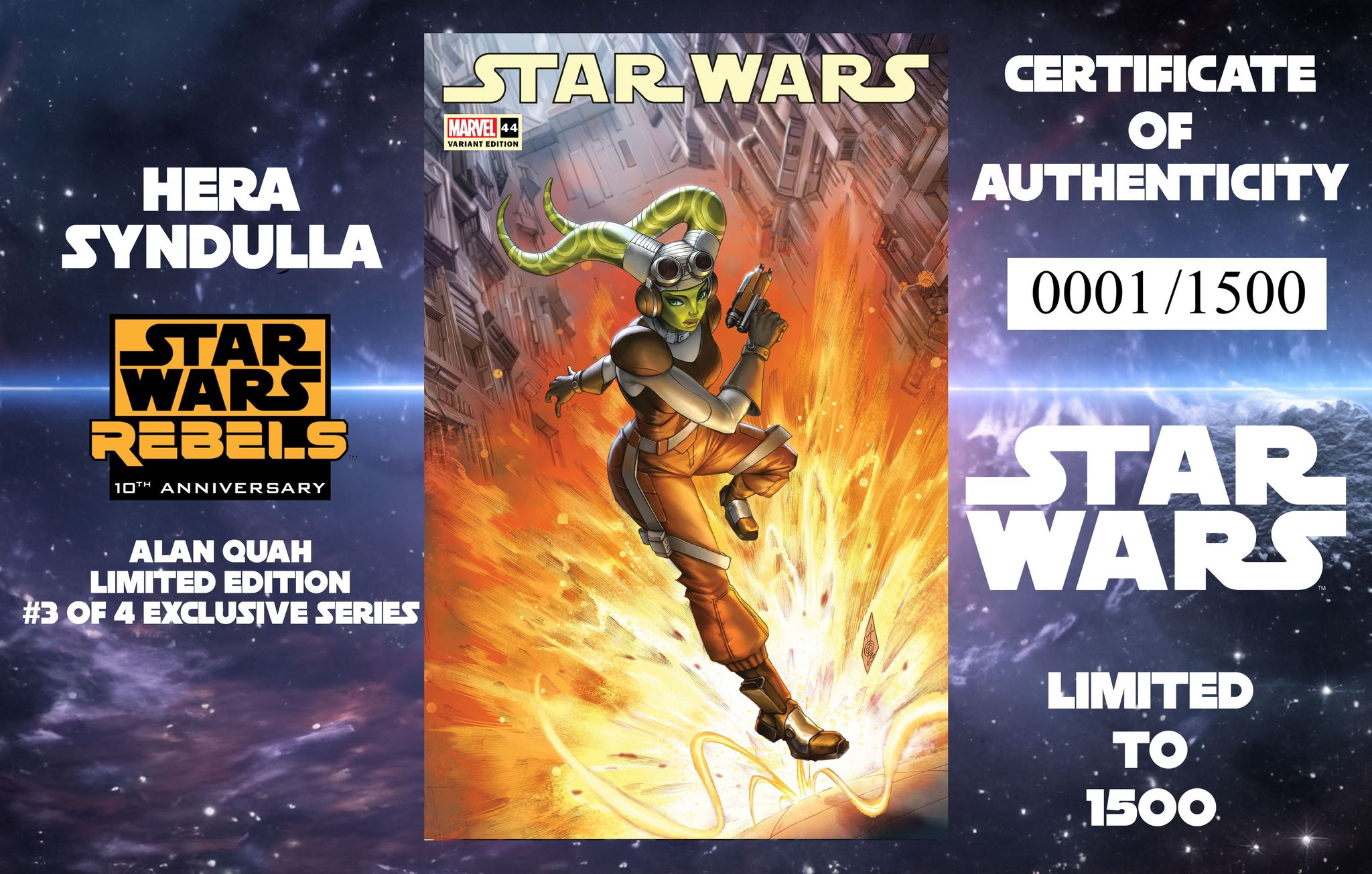 STAR WARS 44 ALAN QUAH REBELS 10TH ANNIVERSARY LIMITED EDITION #3 OF 4 EXCLUSIVE SERIES OPTIONS 03/06/24