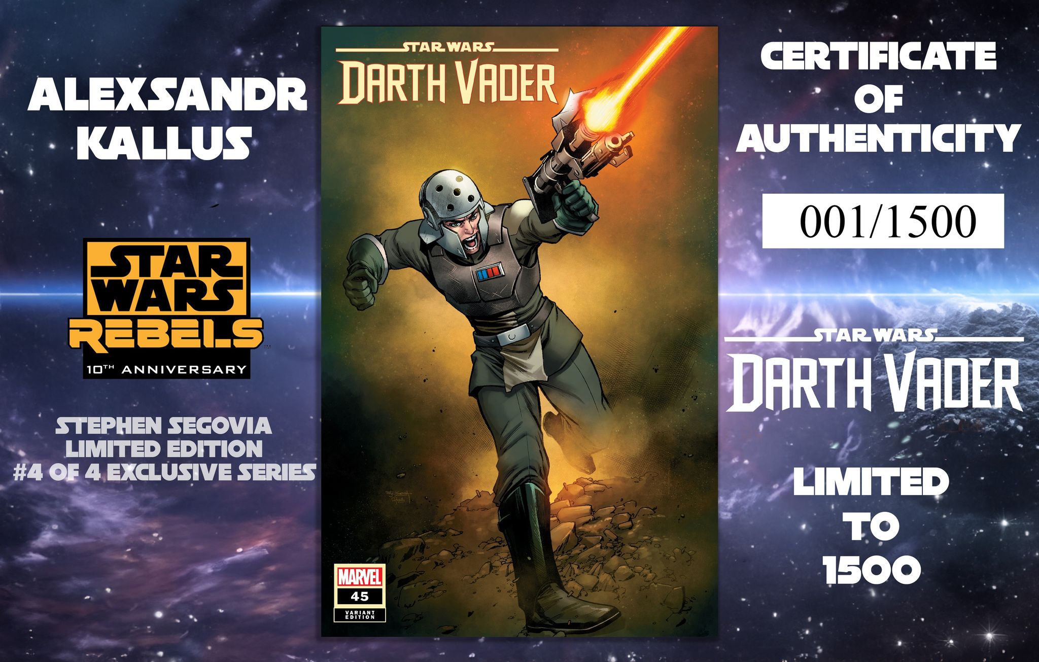 STAR WARS: DARTH VADER 45 STEPHEN SEGOVIA REBELS 10TH ANNIVERSARY LIMITED EDITION #4 OF 4 EXCLUSIVE SERIES OPTIONS - 04/10/2024