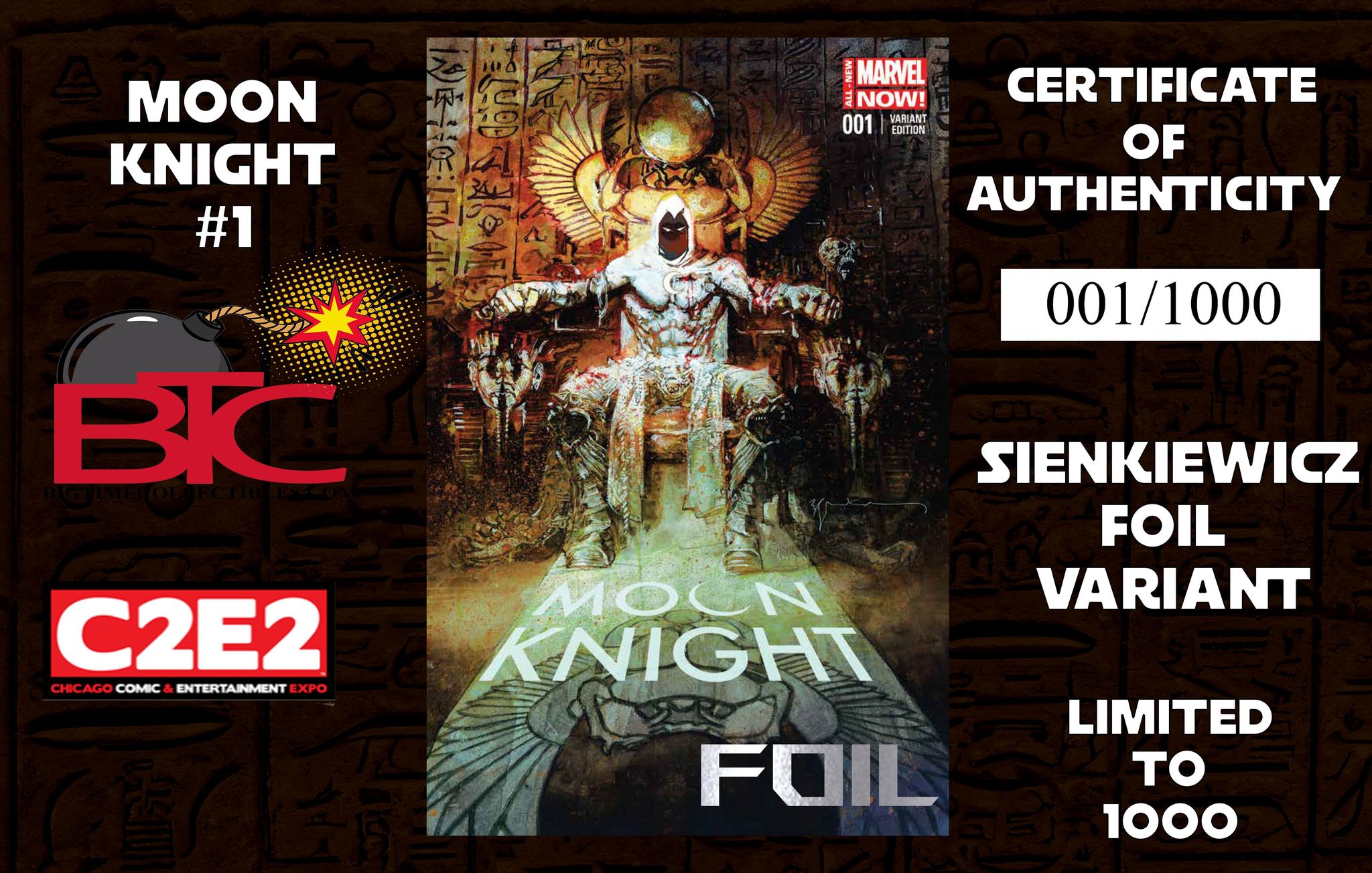 MOON KNIGHT #1 BILL SIENKIEWICZ C2E2 EXCLUSIVE FOIL VARIANT