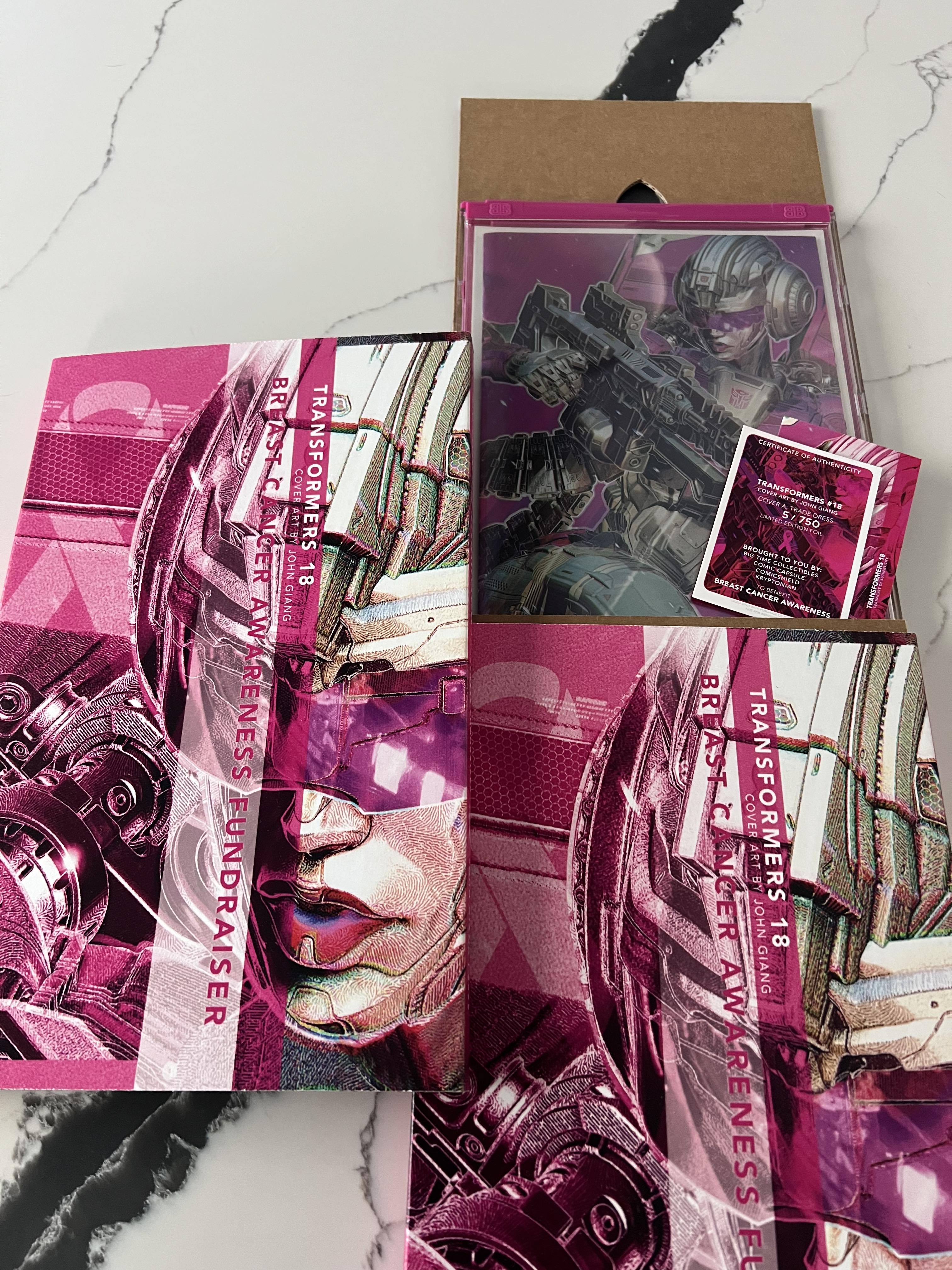 TRANSFORMERS #18 JOHN GIANG EXCLUSIVE FOIL VARIANT. BREAST CANCER AWARENESS FUNDRAISER.
