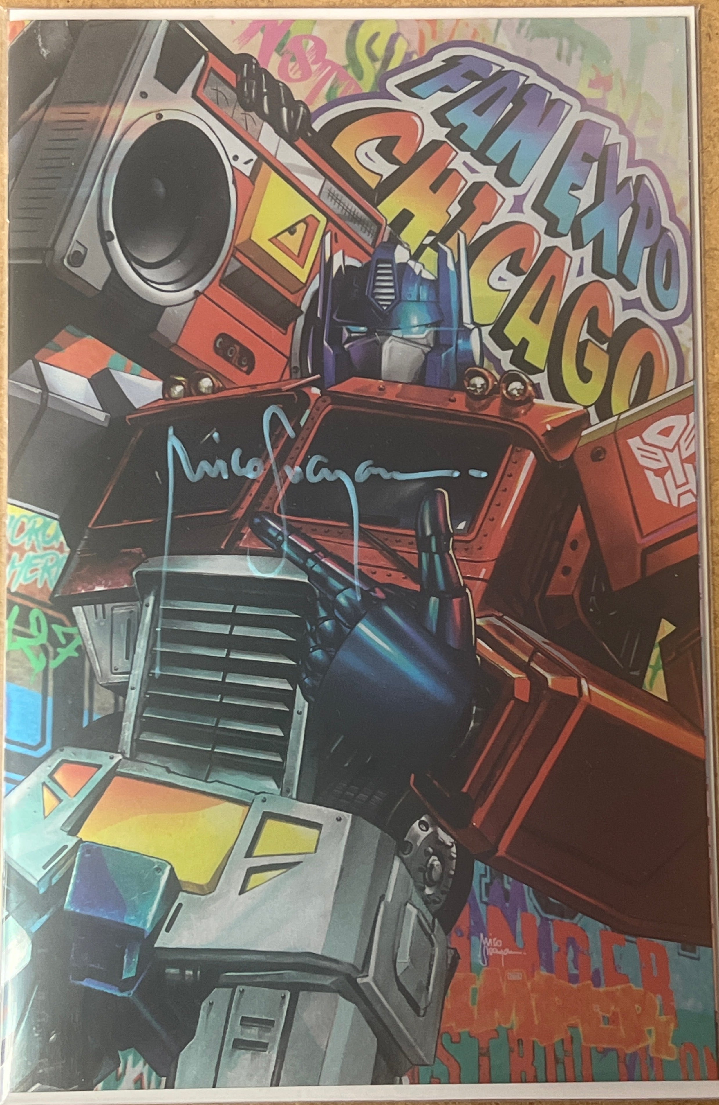 TRANSFORMERS 21 VIRGIN FOIL VARIANT SIGNED BY MICO SUAYAN WITH COA (SS14)