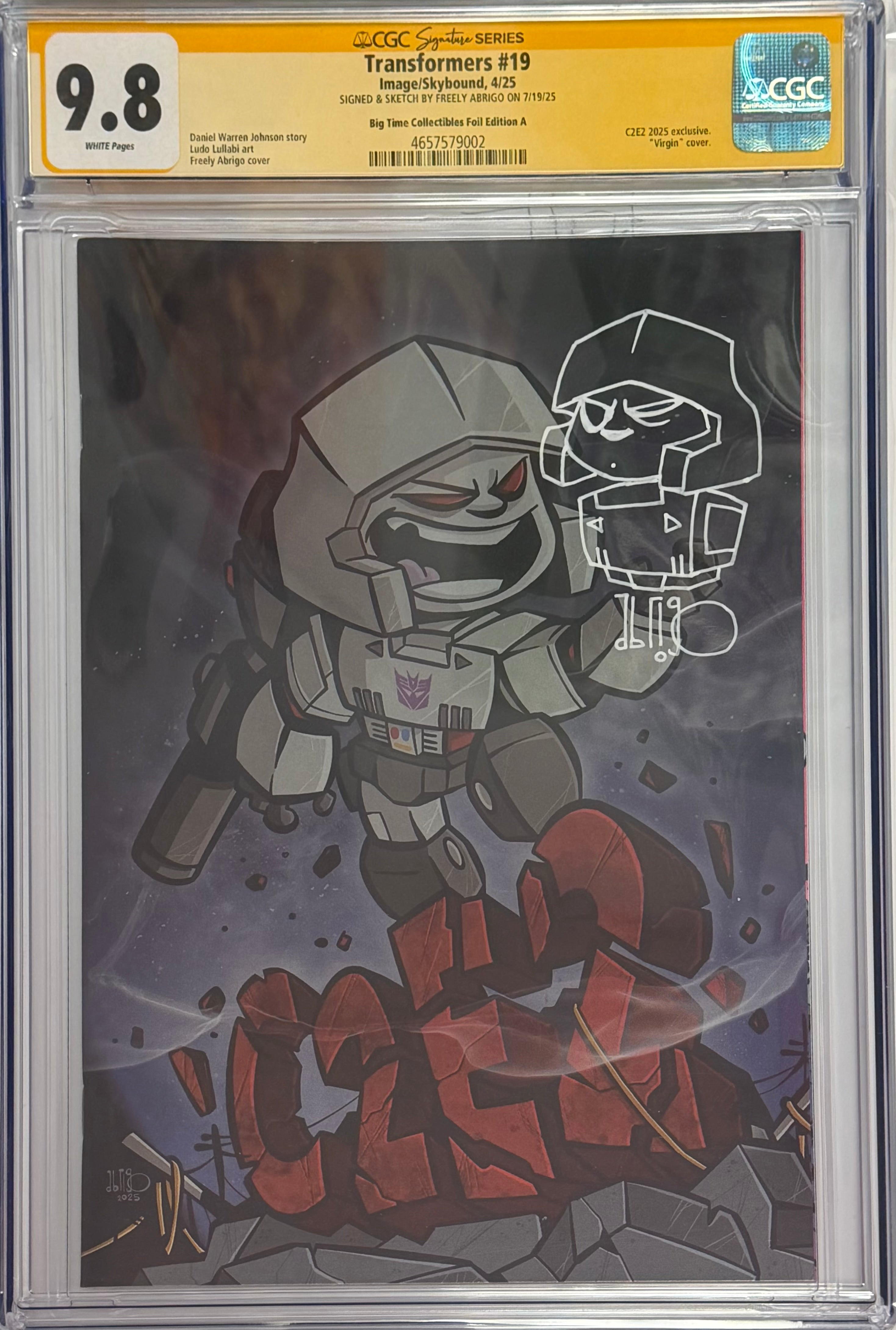 TRANSFORMERS #19 C2E2 EXCLUSIVE FOIL EDITION SIGNED & REMARQUED BY FREELY ABRIGO CGC 9.8 (IN STOCK) C61