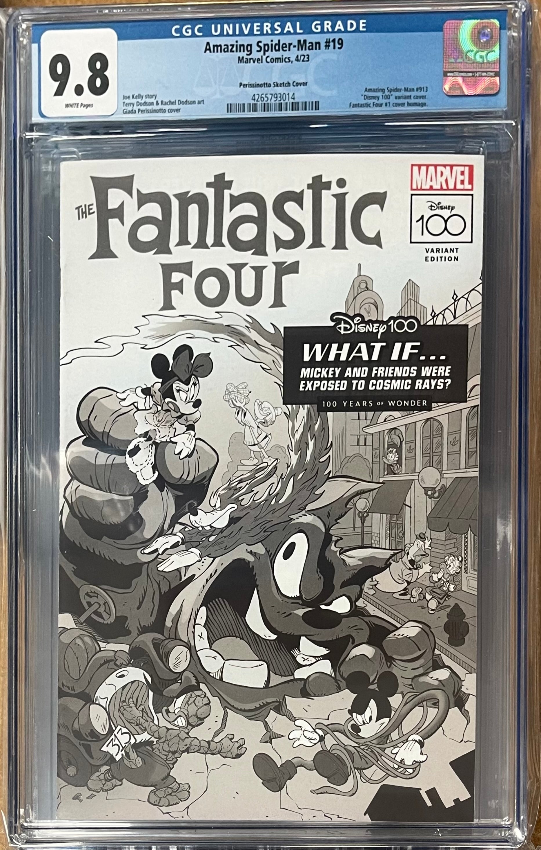 AMAZING SPIDER-MAN #19 1:100 COPY INCV DISNEY100 B&W CGC 9.8