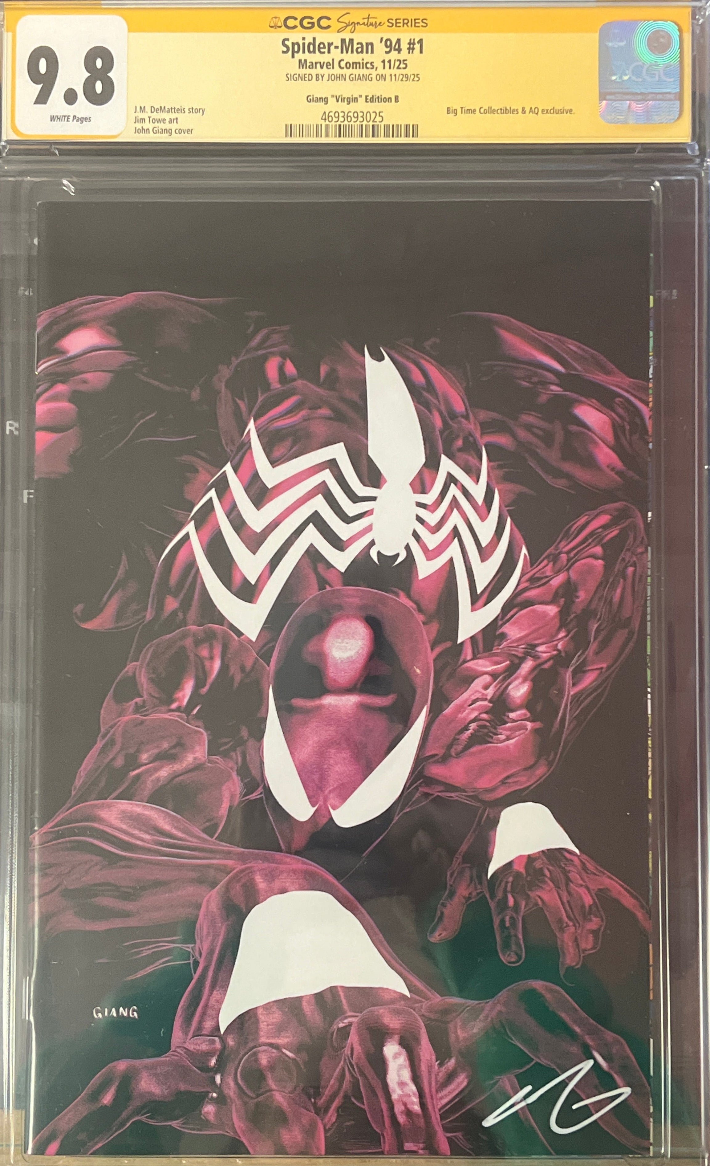 SPIDER-MAN '94 #1 JOHN GIANG (COVER B) PINK BUBBLE GUM EDITION SIGNED BY JOHN GIANG CGC 9.8 (C83)