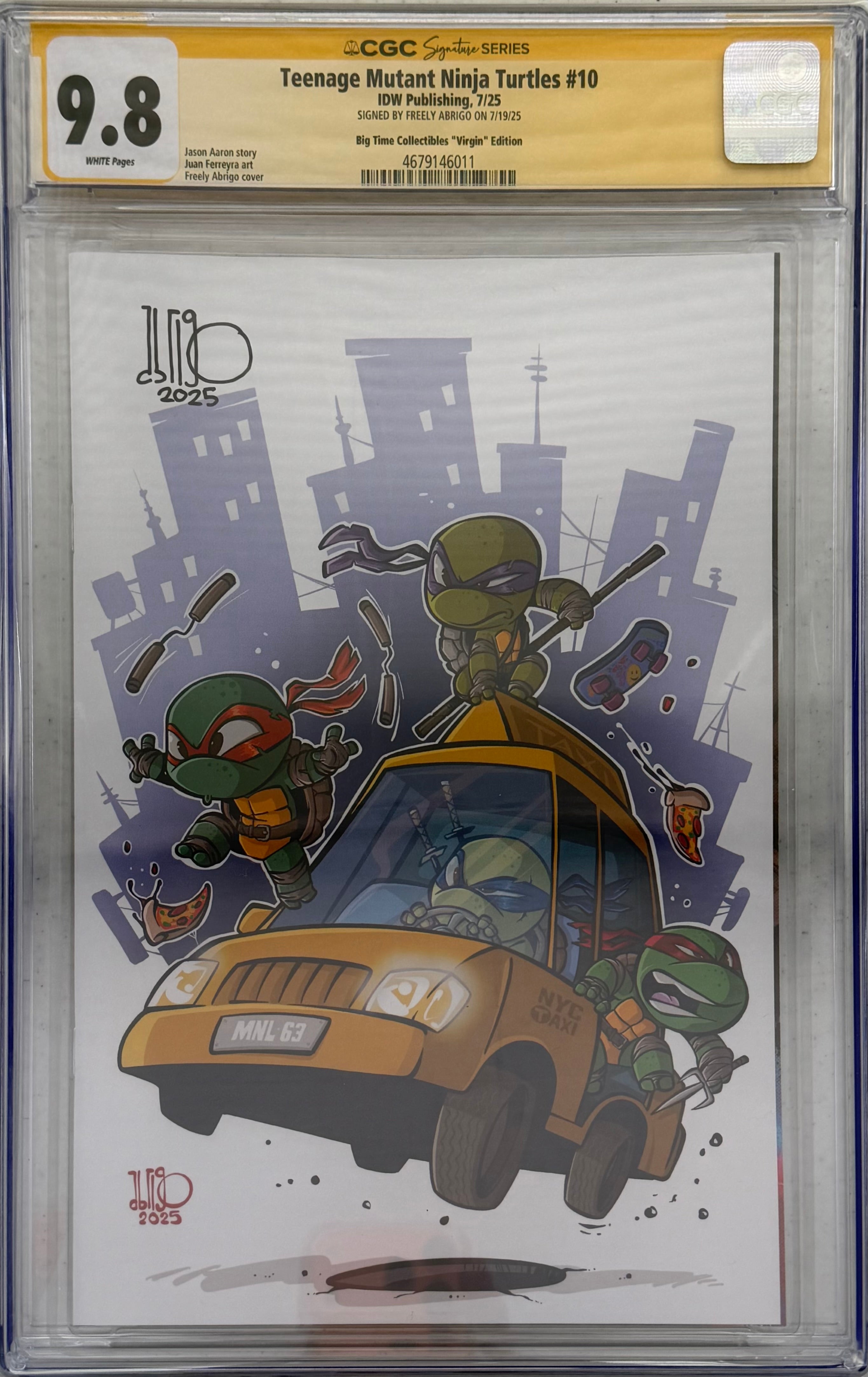 TMNT #10 EXCLUSIVE VIRGIN EDITION SIGNED BY FREELY ABRIGO CGC 9.8 (C68)