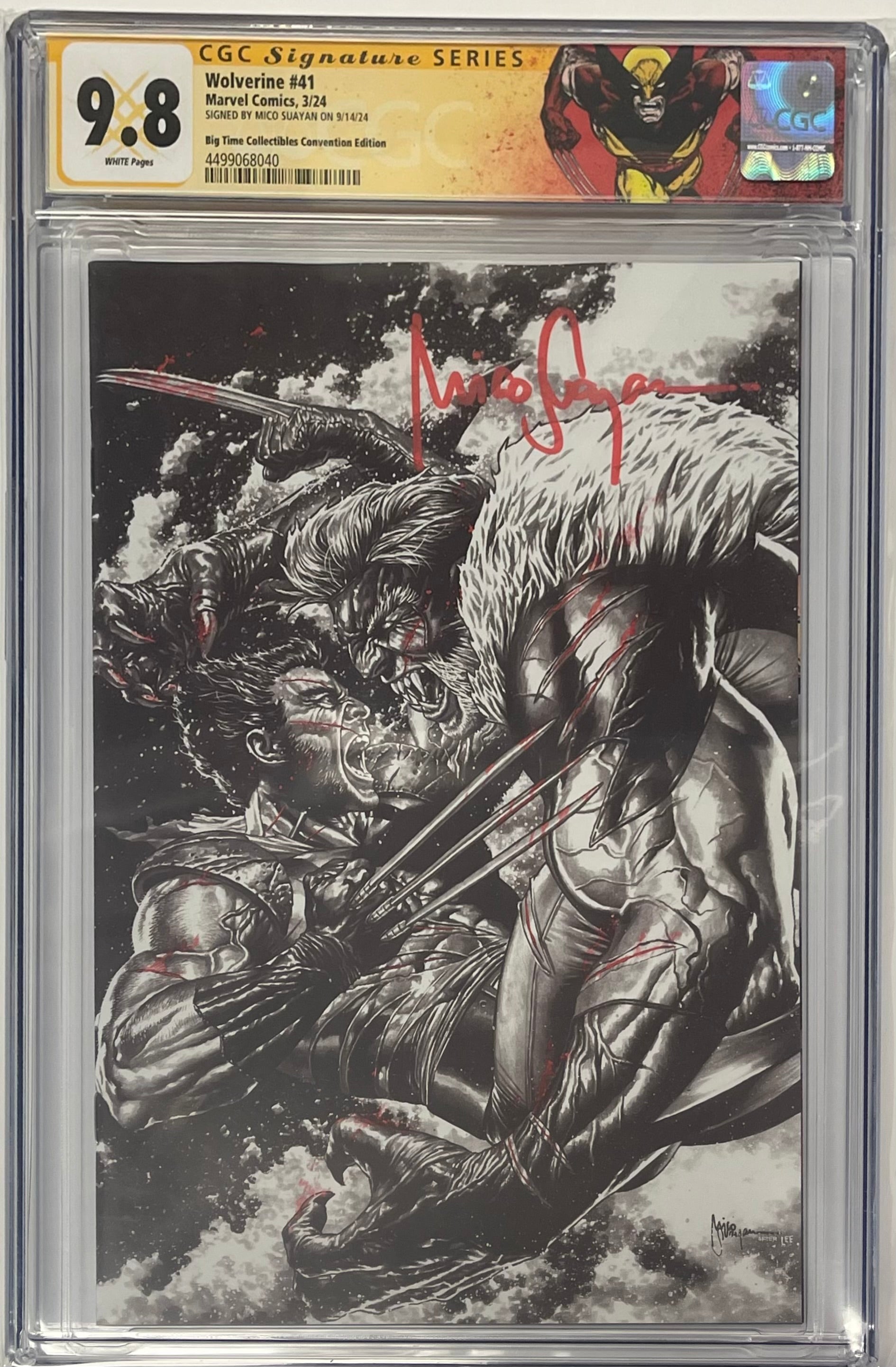 WOLVERINE #41 CONVENTION EXCLUSIVE EDITION SIGNED BY MICO SUAYAN CGC 9.8 W/CUSTOM WOLVERINE LABEL (IN STOCK) C2