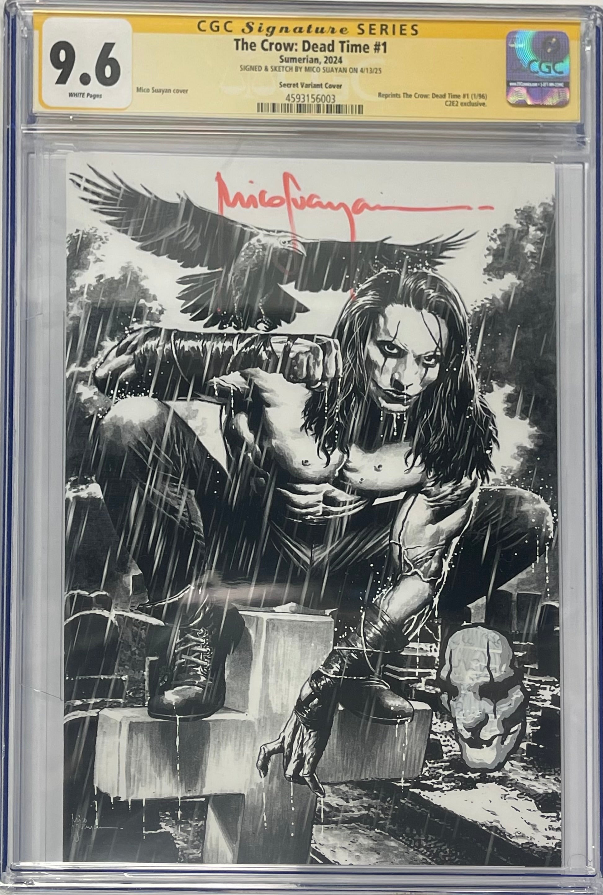 CROW DEAD TIME #1 C2E2 SECRET VARIANT SIGNED W/CROW SKETCH BY MICO SUAYAN CGC 9.6 (IN STOCK) C66