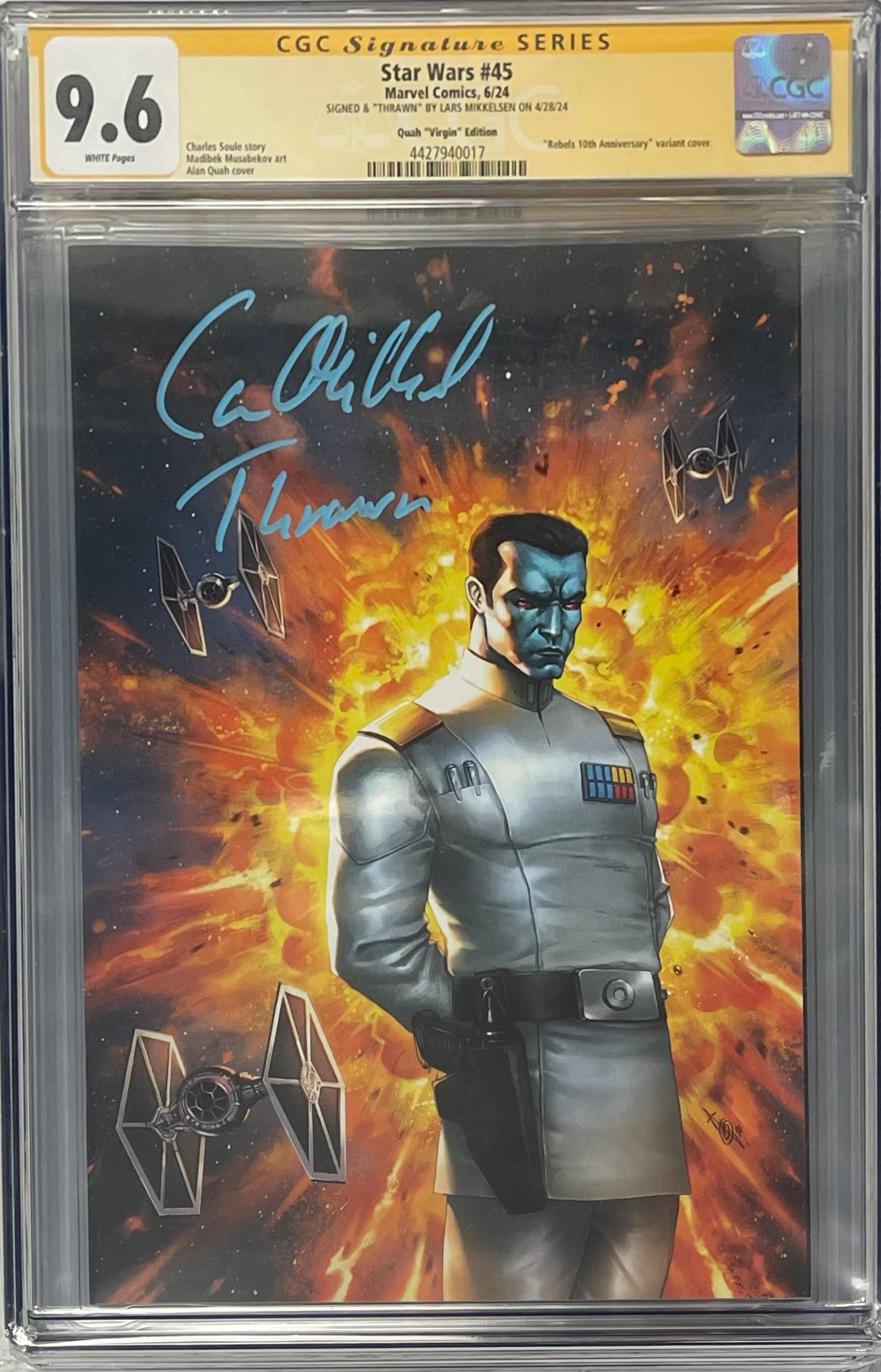 STAR WARS #45 ALAN QUAH REBELS 10TH ANNIVERSARY SIGNED BY LARS MIKKELSEN CGC 9.6 (IN STOCK) C65