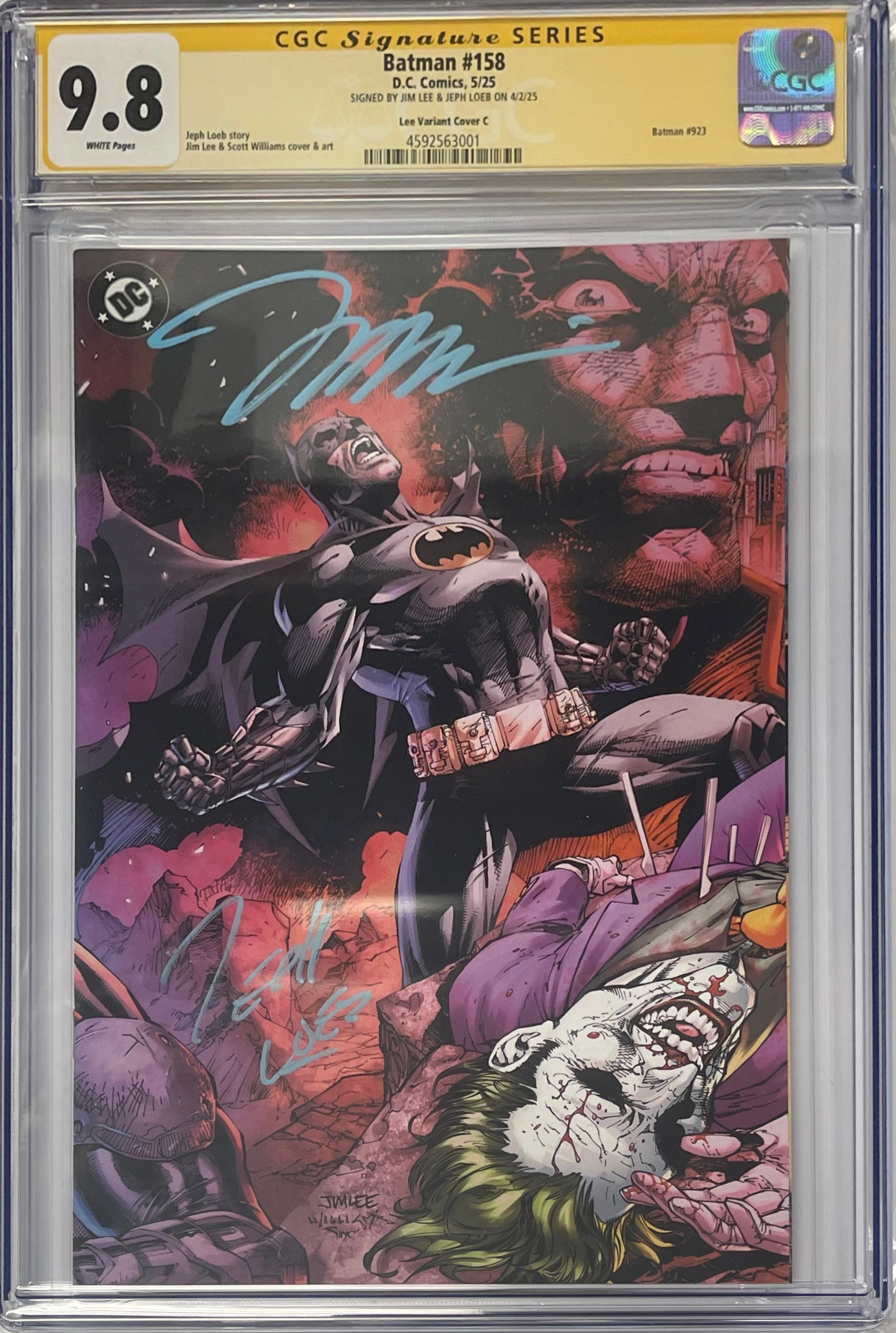 BATMAN #158 CVR C INC 1:1000 SIGNED BY JIM LEE & JEPH LOEB CGC 9.8 (IN STOCK) C68