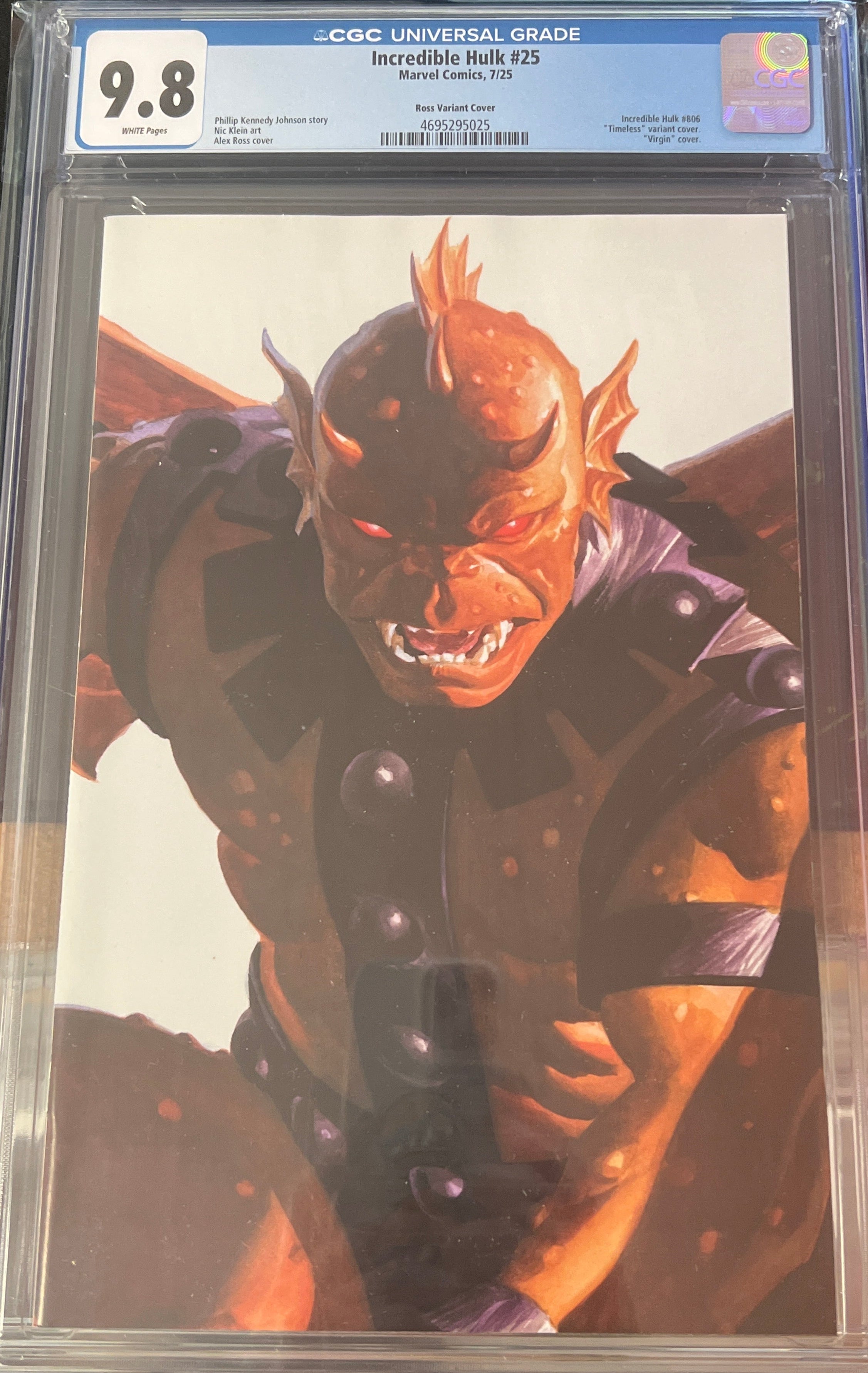 INCREDIBLE HULK #25 ALEX ROSS TIMELESS VIRGIN VARIANT CGC 9.8 (C86)