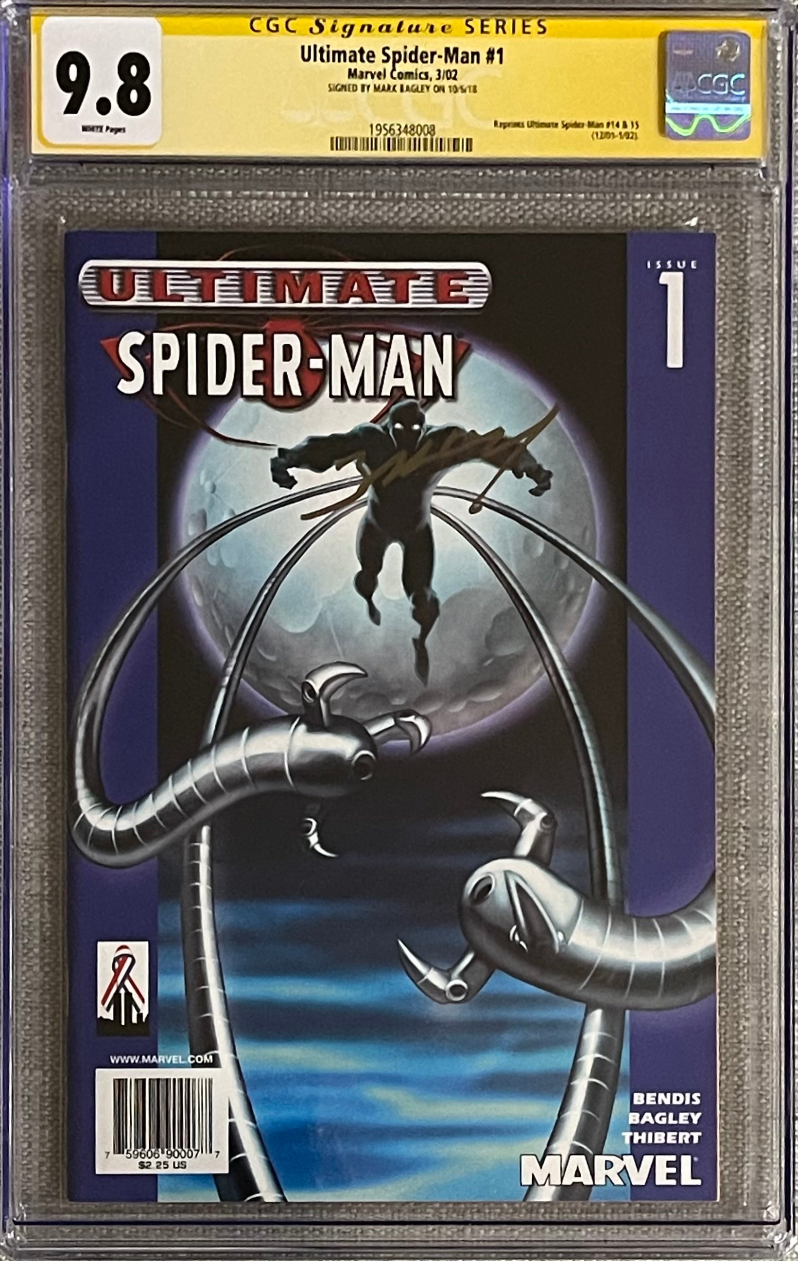 ULTIMATE SPIDER-MAN #1 BLUE TARGET VARIANT SIGNED BY MARK BAGLEY CGC 9