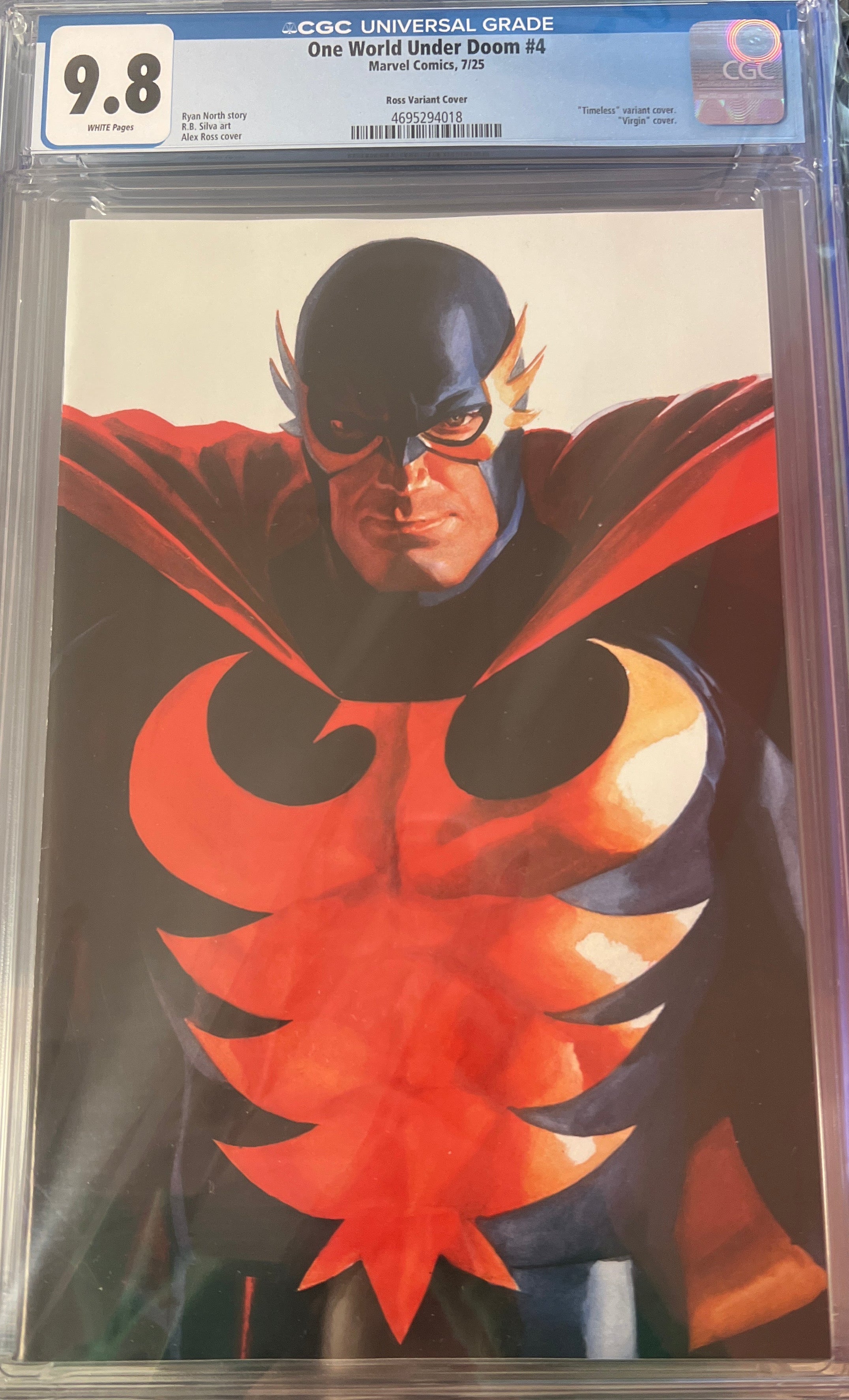 ONE WORLD UNDER DOOM #4 ALEX ROSS TIMELESS VIRGIN VARIANT CGC 9.8 (C86)