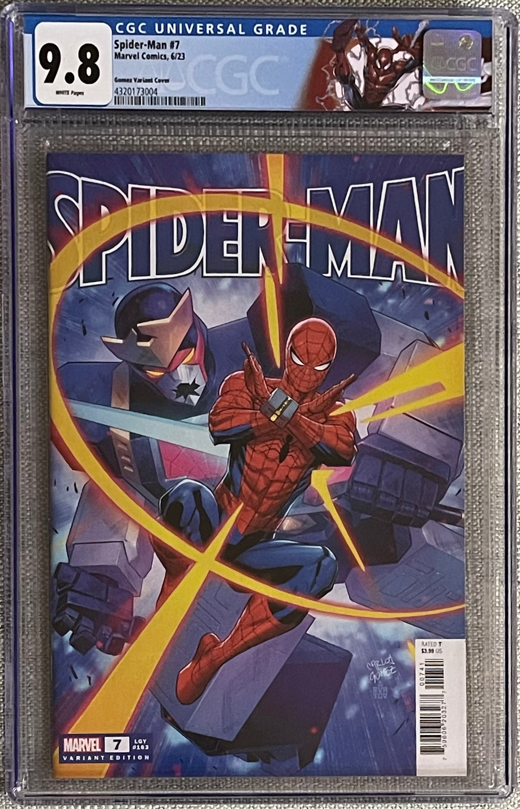 SPIDER-MAN #7 GOMEZ VARIANT CGC 9.8 W/SPIDER-MAN CUSTOM LABEL. FIRST APPEARANCE OF SPIDER-BOY (C110)