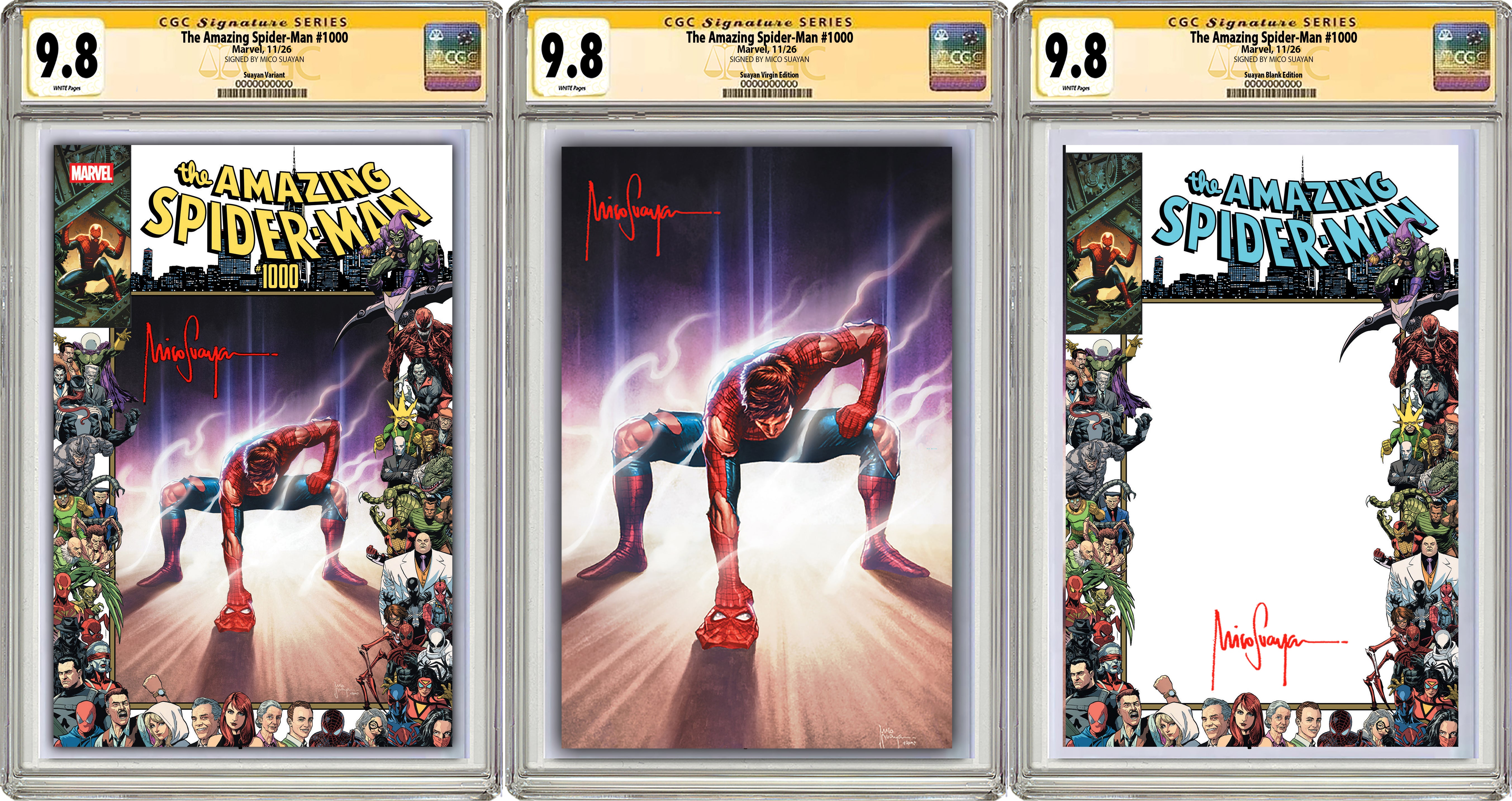 AMAZING SPIDER-MAN #1000 MICO SUAYAN NYCC EXCLUSIVE VARIANT COVERS CGC
