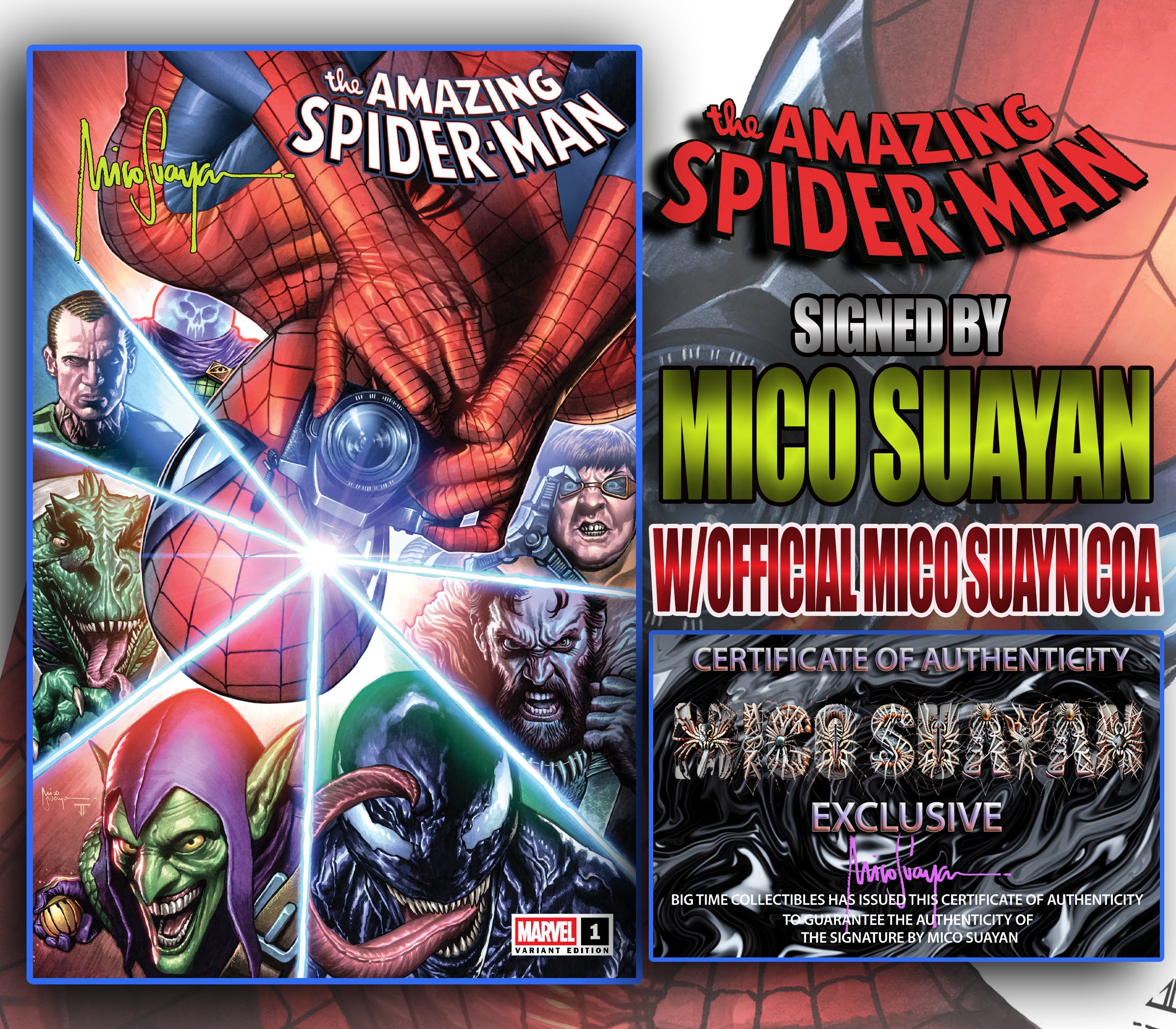 AMAZING SPIDER-MAN #1 MICO SUAYAN C2E2 EXCLUSIVE "SNAPSHOT!!!" VARIANT OPTIONS  04-09-25