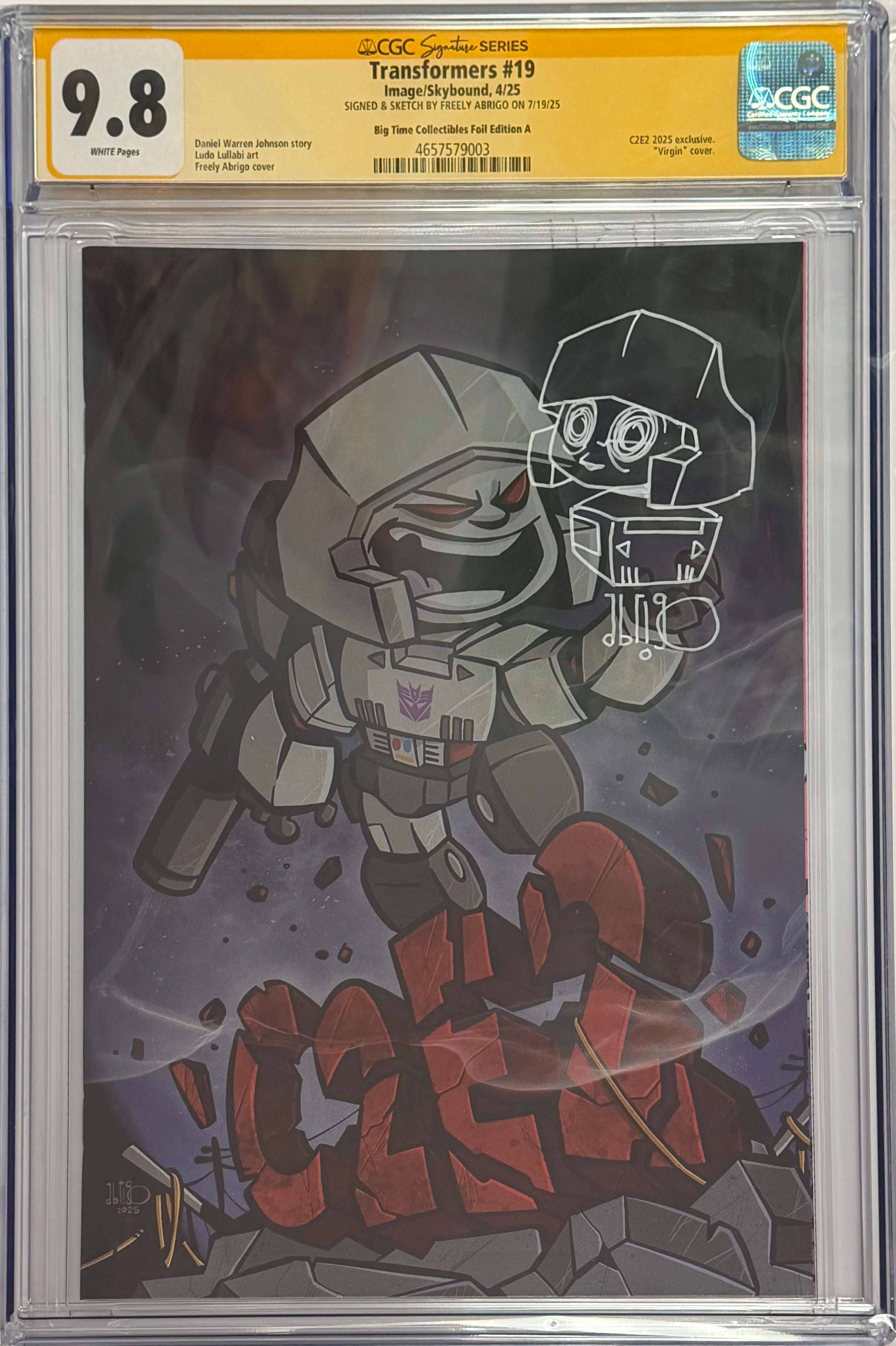 TRANSFORMERS #19 C2E2 EXCLUSIVE FOIL EDITION SIGNED & REMARQUED BY FREELY ABRIGO CGC 9.8 (IN STOCK) C62