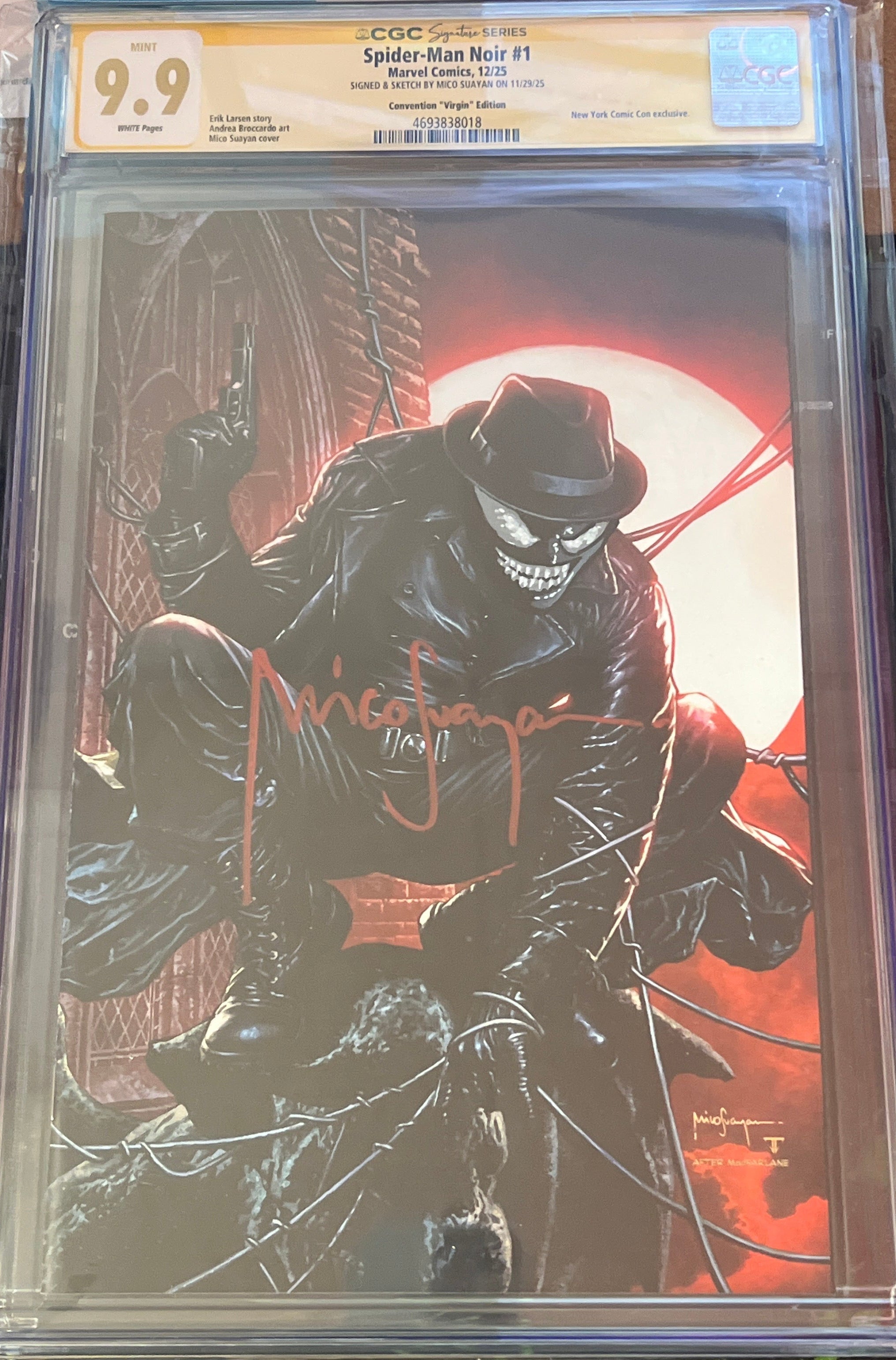 SPIDER-MAN NOIR #1 NYCC MICO SUAYAN EXCLUSIVE SIGNED AND REMARQUED BY MICO SUAYAN CGC 9.9 (C75)