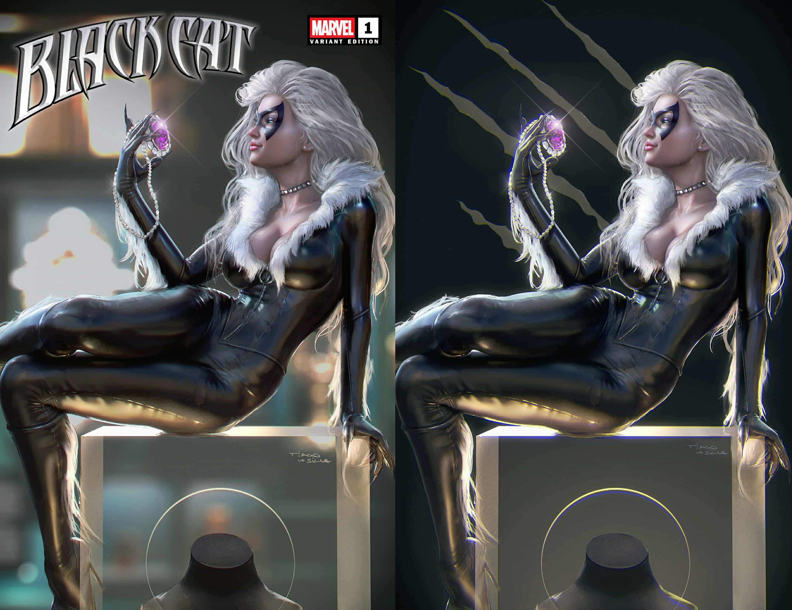 BLACK CAT #1 TIAGO DA SILVA EXCLUSIVE VARIANT COVERS.