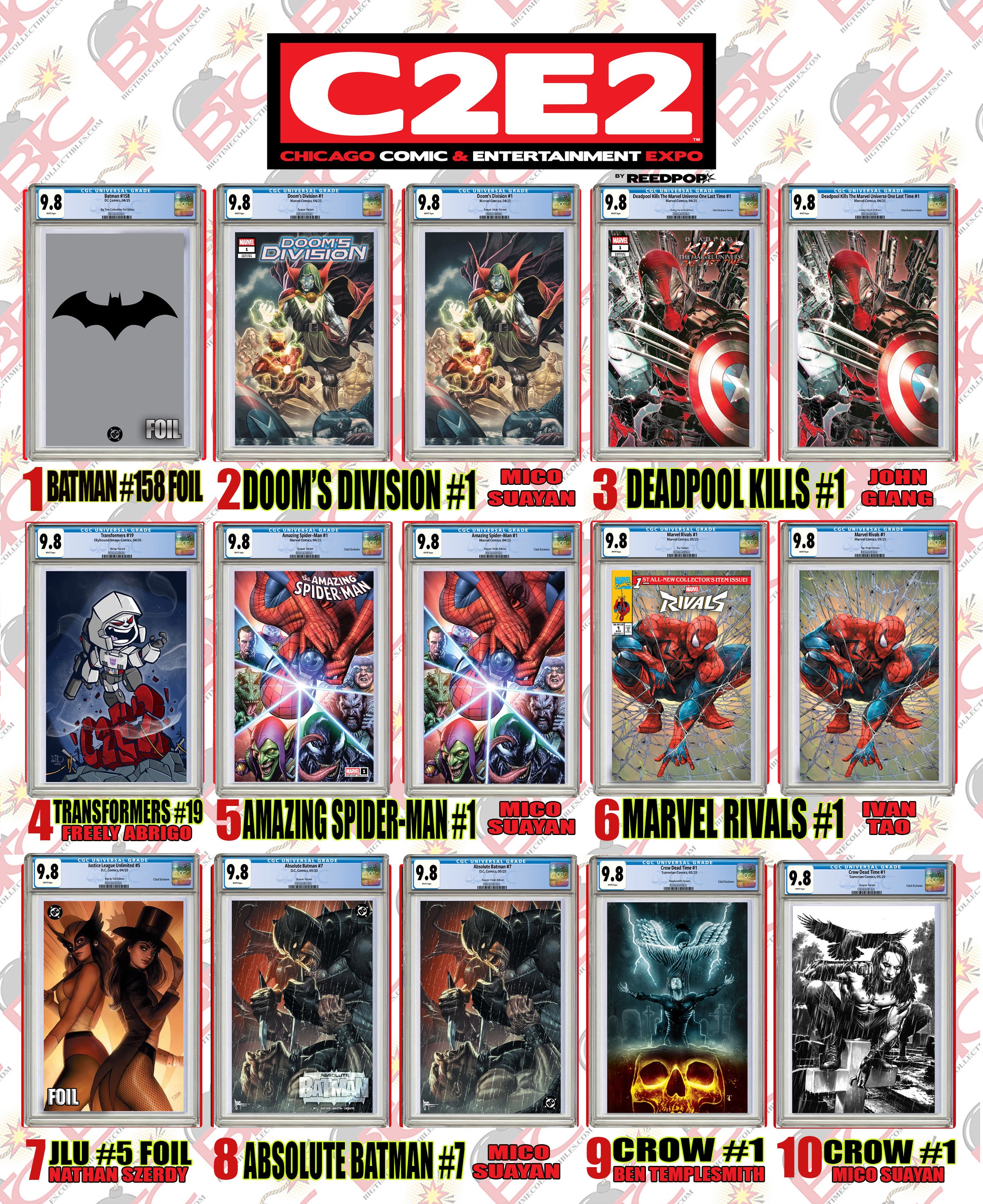 BTC C2E2 ULTIMATE 10-PACK BUNDLE. LIMITED TO 50 BUNDLES.