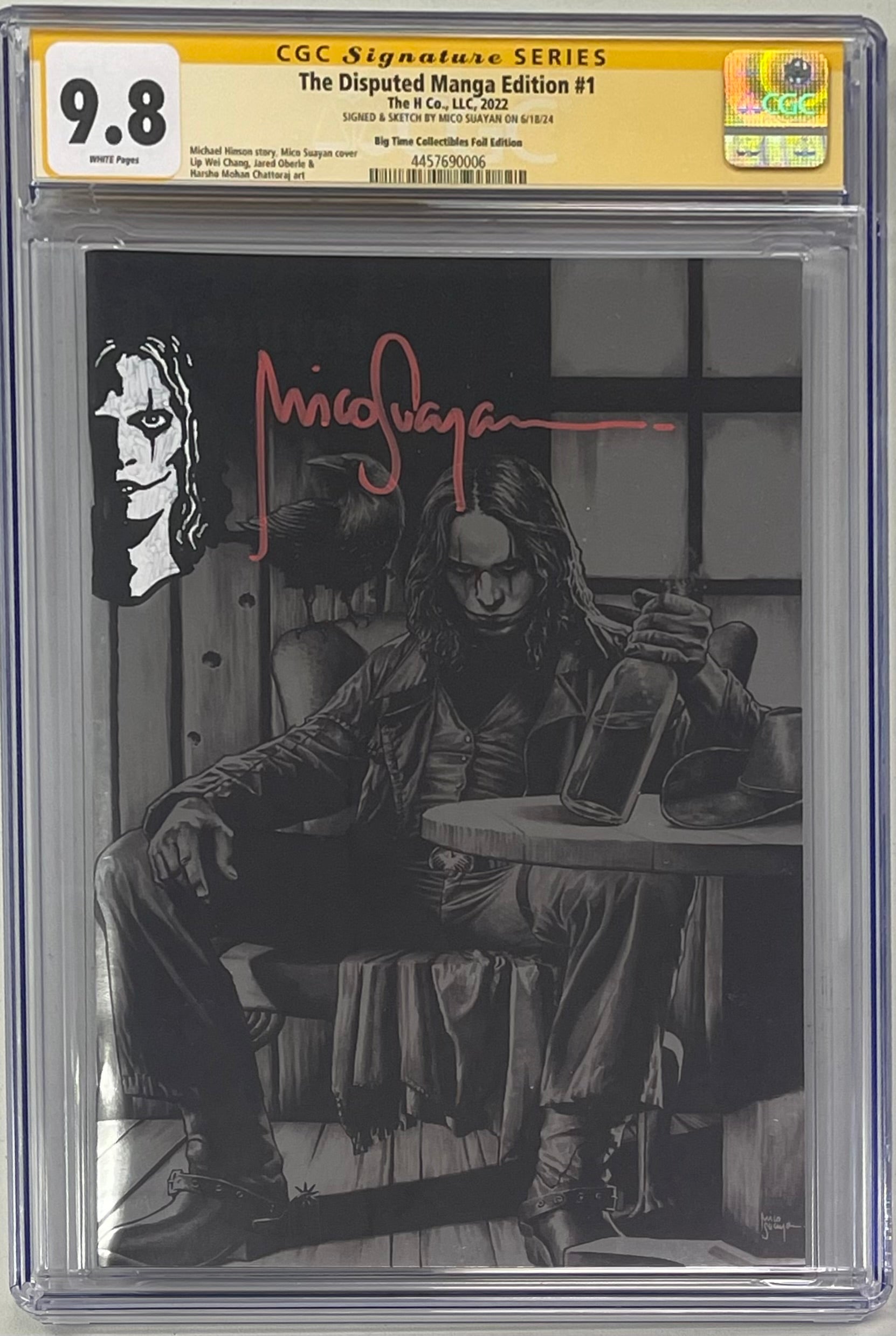 DISPUTED MANGA EDITION #1 FOIL VARIANT SIGNED W/CROW SKETCH BY MICO SUAYAN CGC 9.8 (IN STOCK) C61