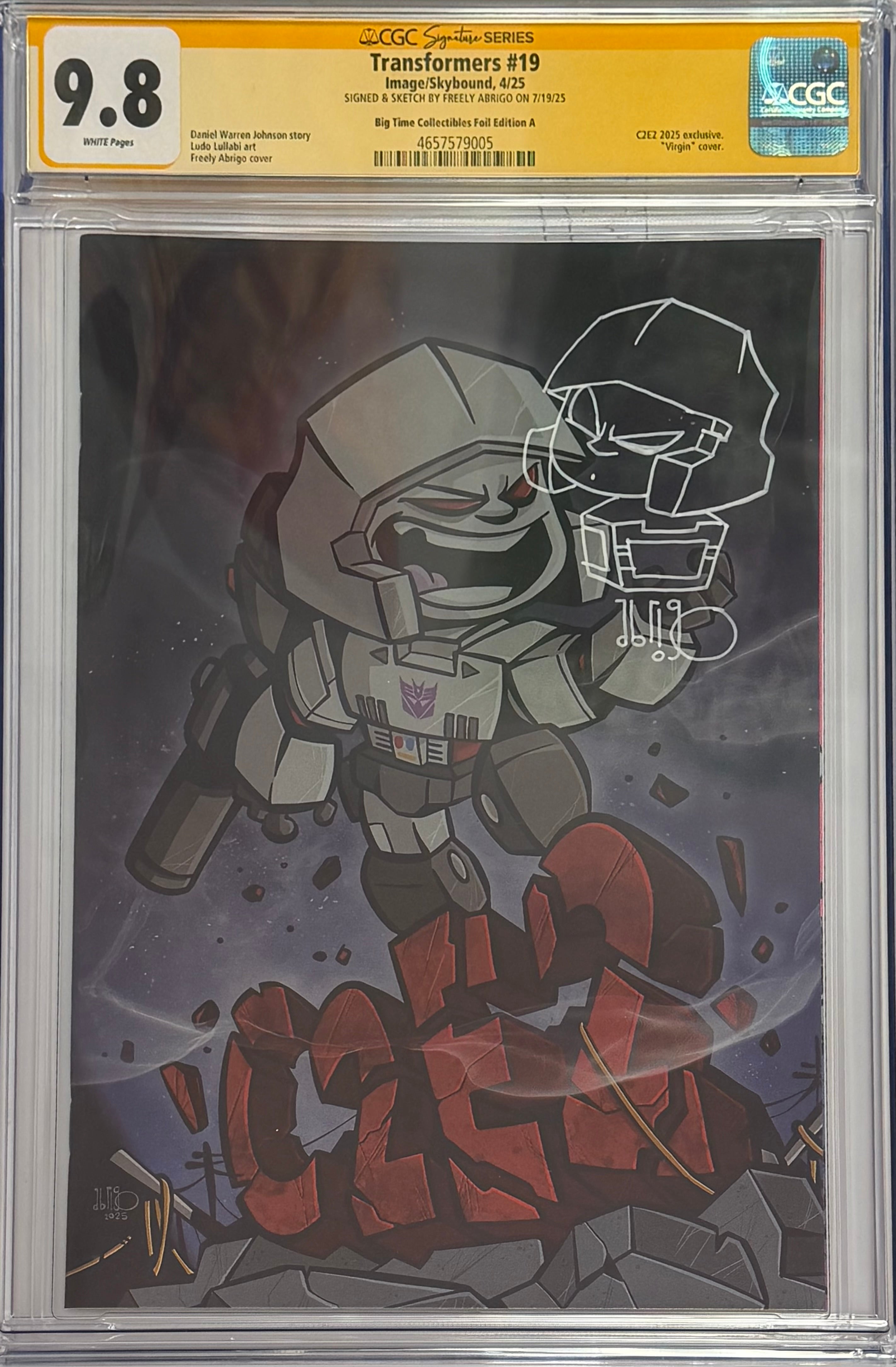 TRANSFORMERS #19 C2E2 EXCLUSIVE FOIL EDITION SIGNED & REMARQUED BY FREELY ABRIGO CGC 9.8 (IN STOCK) C63