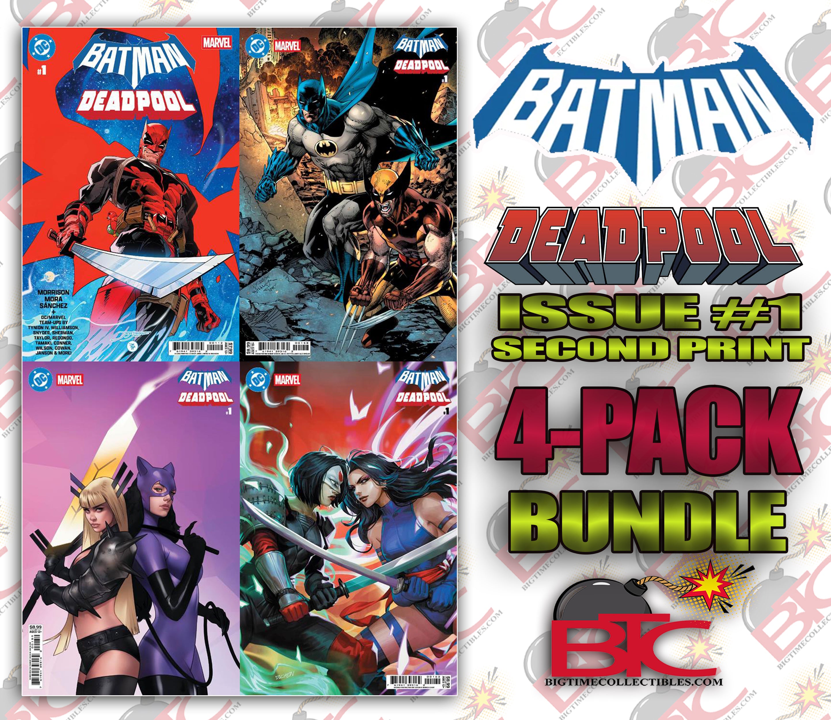 DC MARVEL BATMAN DEADPOOL #1 (ONE SHOT) Second Printing 4-PACK BUNDLE