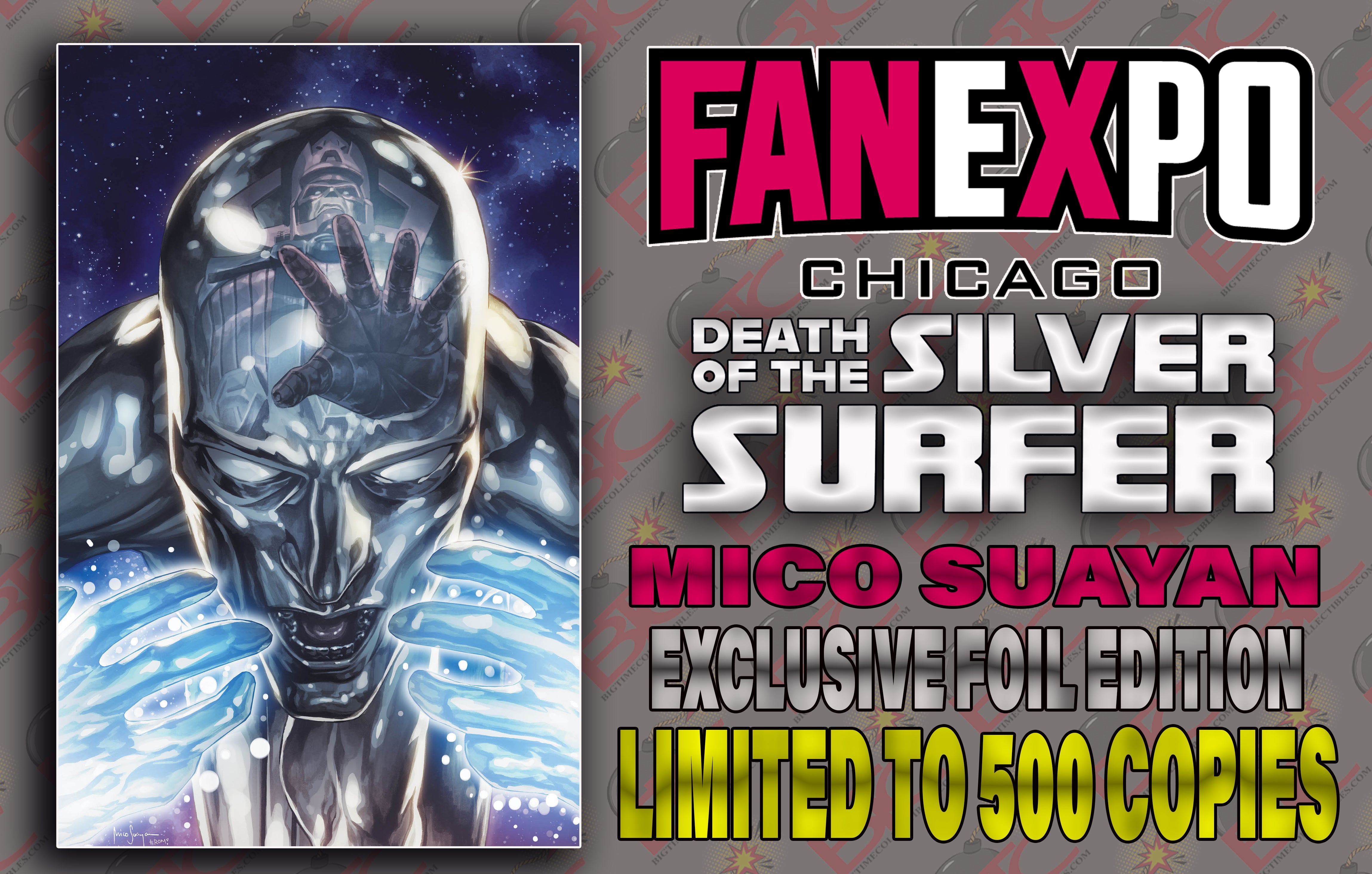 DEATH OF SILVER SURFER #1 MICO SUAYAN FANEXPO CHICAGO EXCLUSIVE FOIL EDITION OPTIONS