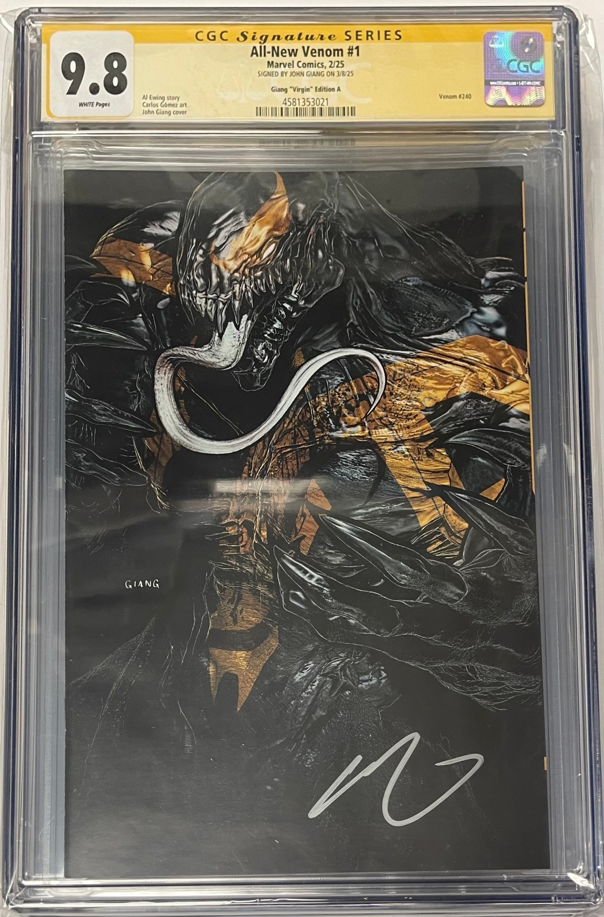 ALL-NEW VENOM #1 JOHN GIANG NEGATIVE BLEED VIRGIN EDITION SIGNED  BY JOHN GIANG CGC 9.8 (IN STOCK) C58