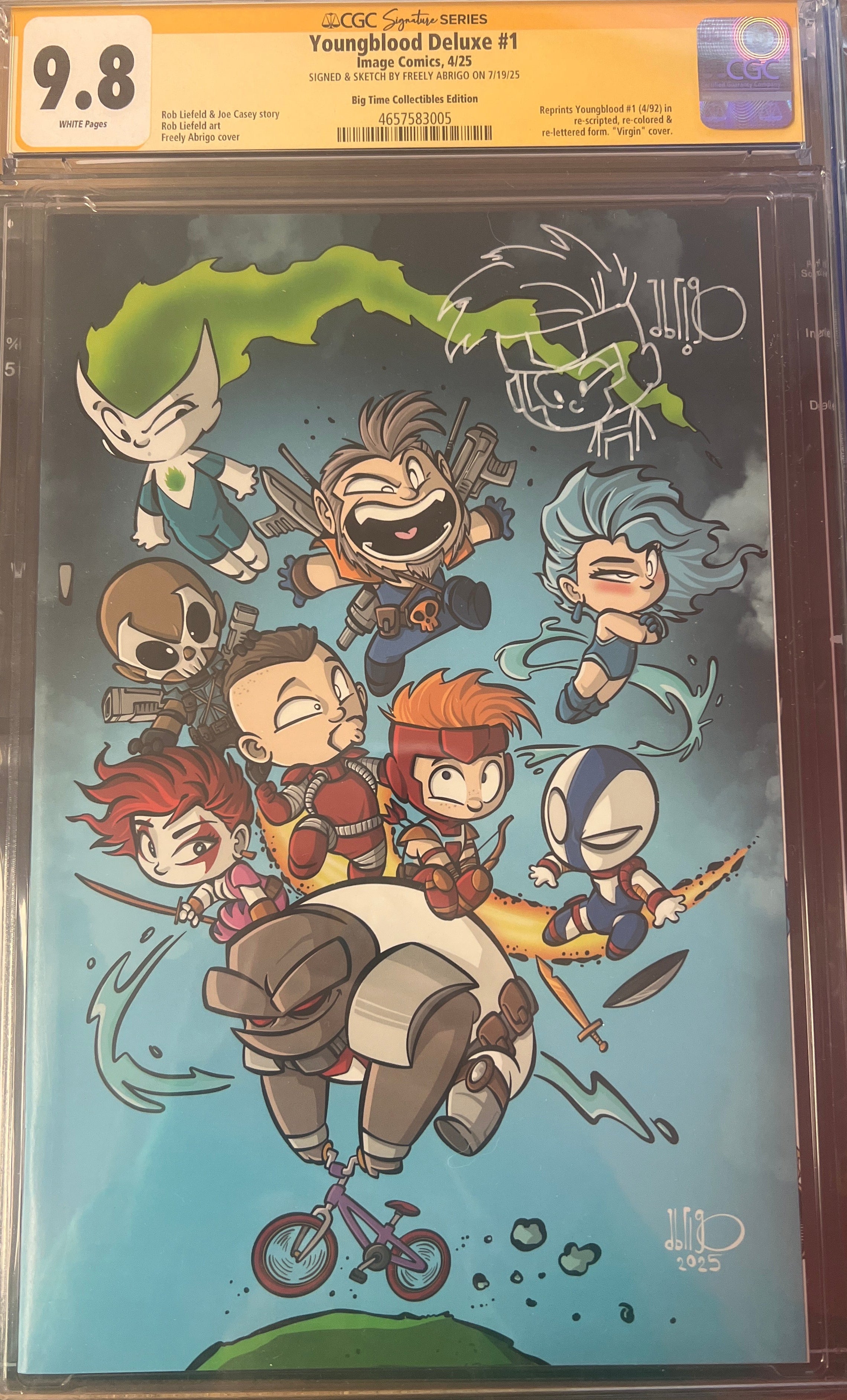 YOUNGBLOOD DELUXE #1 FREELY ABRIGO EXCLUSIVE VIRGIN VARIANT SIGNED AND REMARQUED BY FREELY ABRIGO CGC 9.8 (C82)
