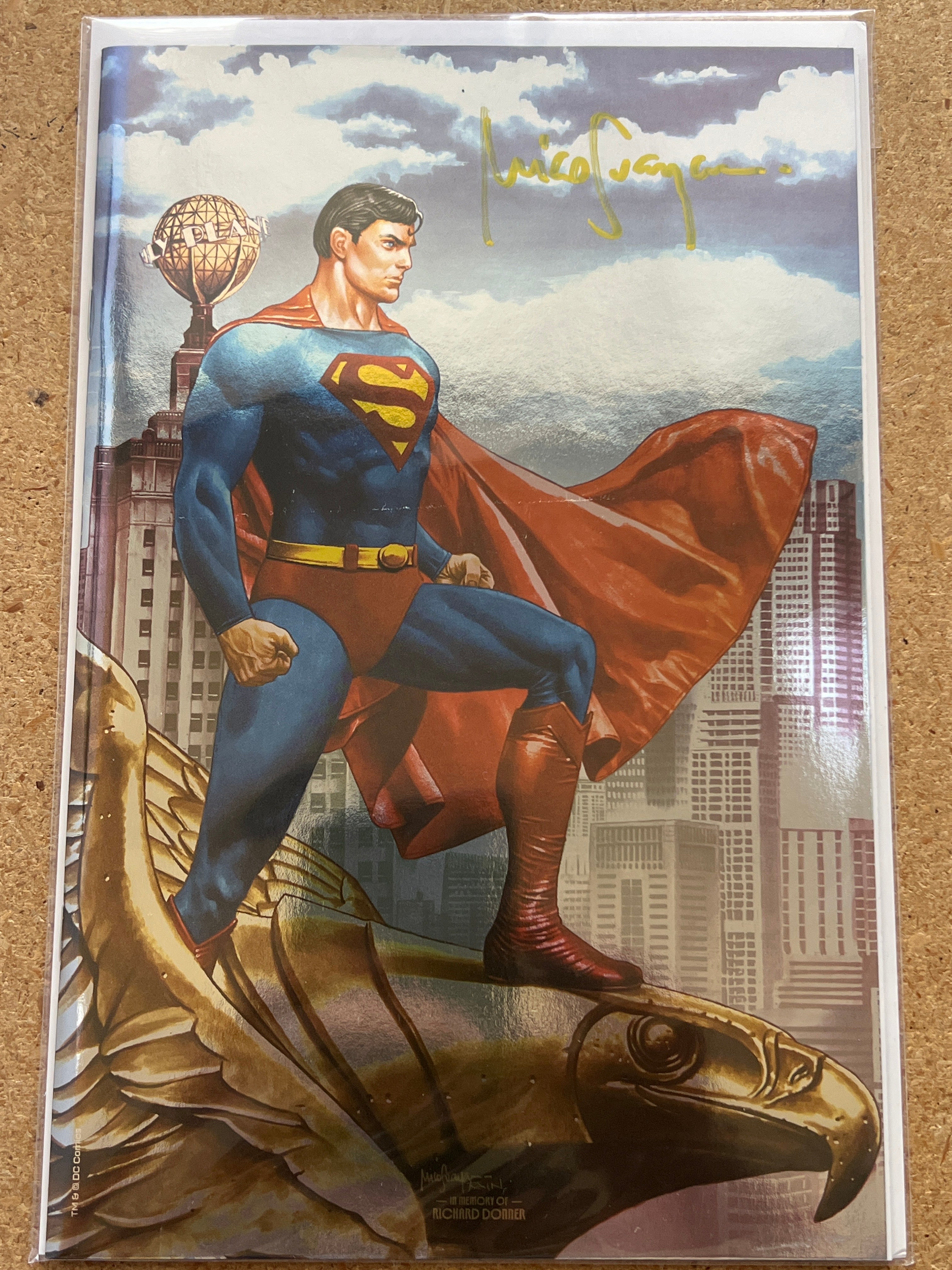 WORLD'S FINNEST BATMAN SUPERMAN #1 "FOIL SUPERMAN" VARIANT SIGNED BY MICO SUAYAN WITH COA (SS 3)