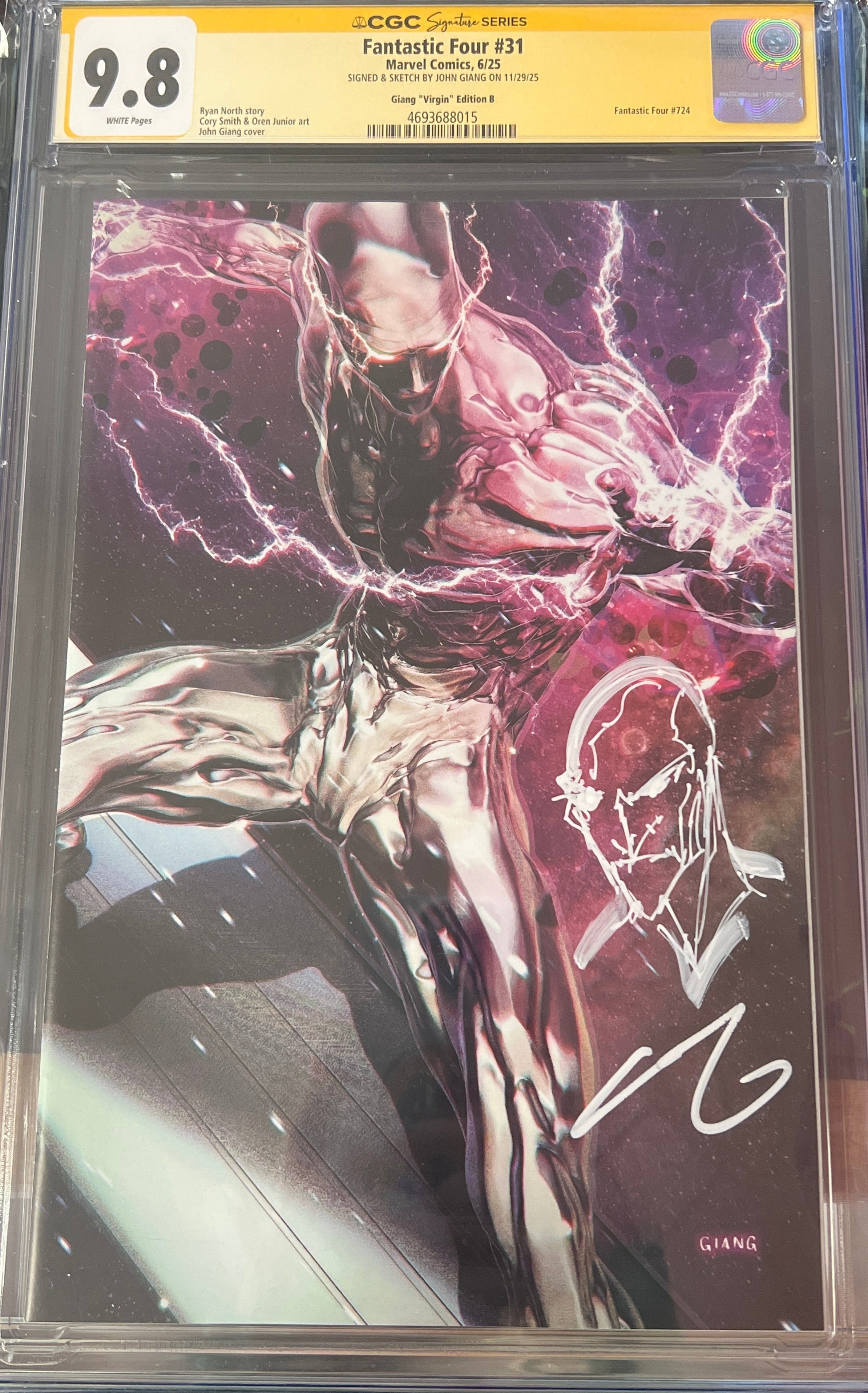 FANTASTIC FOUR #31 JOHN GIANG FANEXPO DALLAS EXCLUSIVE GALAXY SECRET DROP VIRGIN VARIANT SIGNED AND REMARQUED BY JOHN GIANG CGC 9.8 (C82)