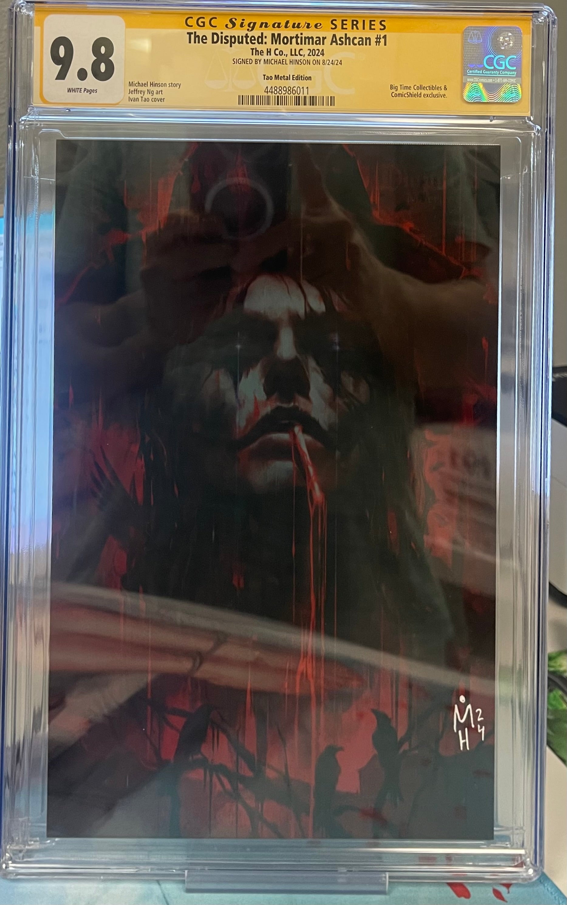 THE DISPUTED: MORTIMAR ASHCAN #1 IVAN TAO VIRGIN METAL EDITION CGC 9.8 SIGNED BY MICHAEL HINSON (C98)