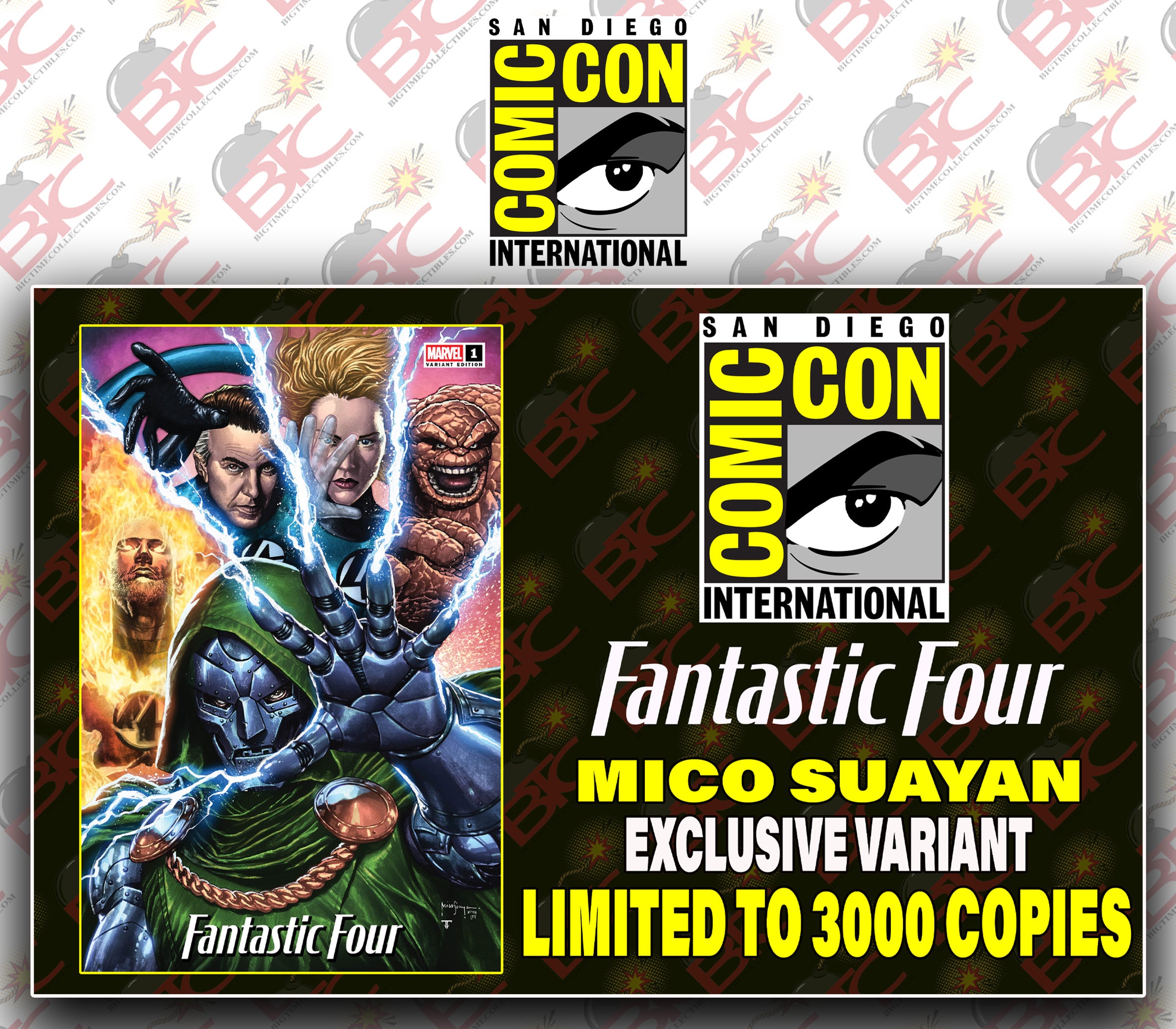 FANTASTIC FOUR #1 MICO SUAYAN SDCC EXCLUSIVE VARIANT COVER OPTIONS