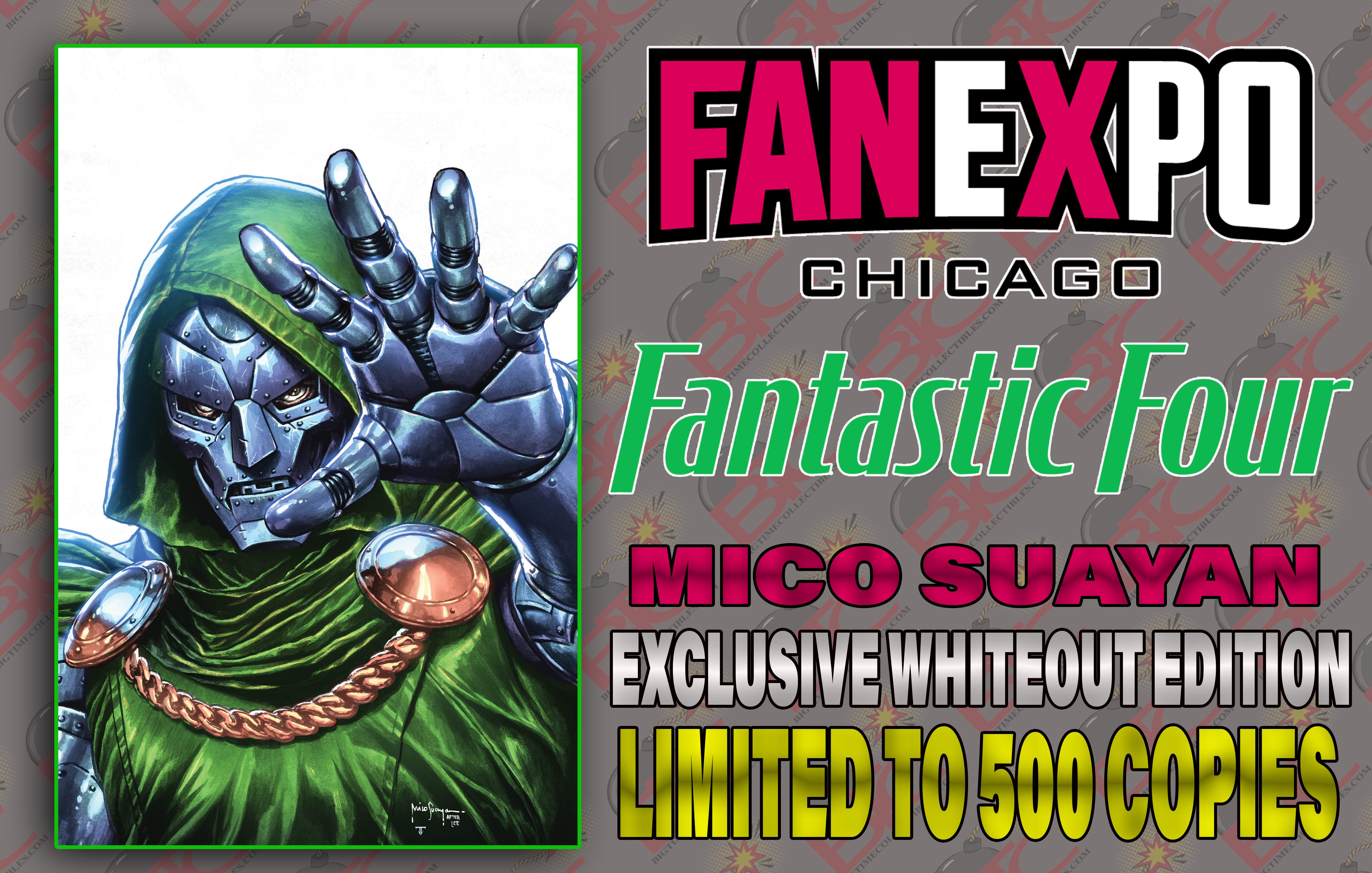 FANTASTIC FOUR #1 MICO SUAYAN FANEXPO CHICAGO EXCLUSIVE WHITEOUT EDITION.