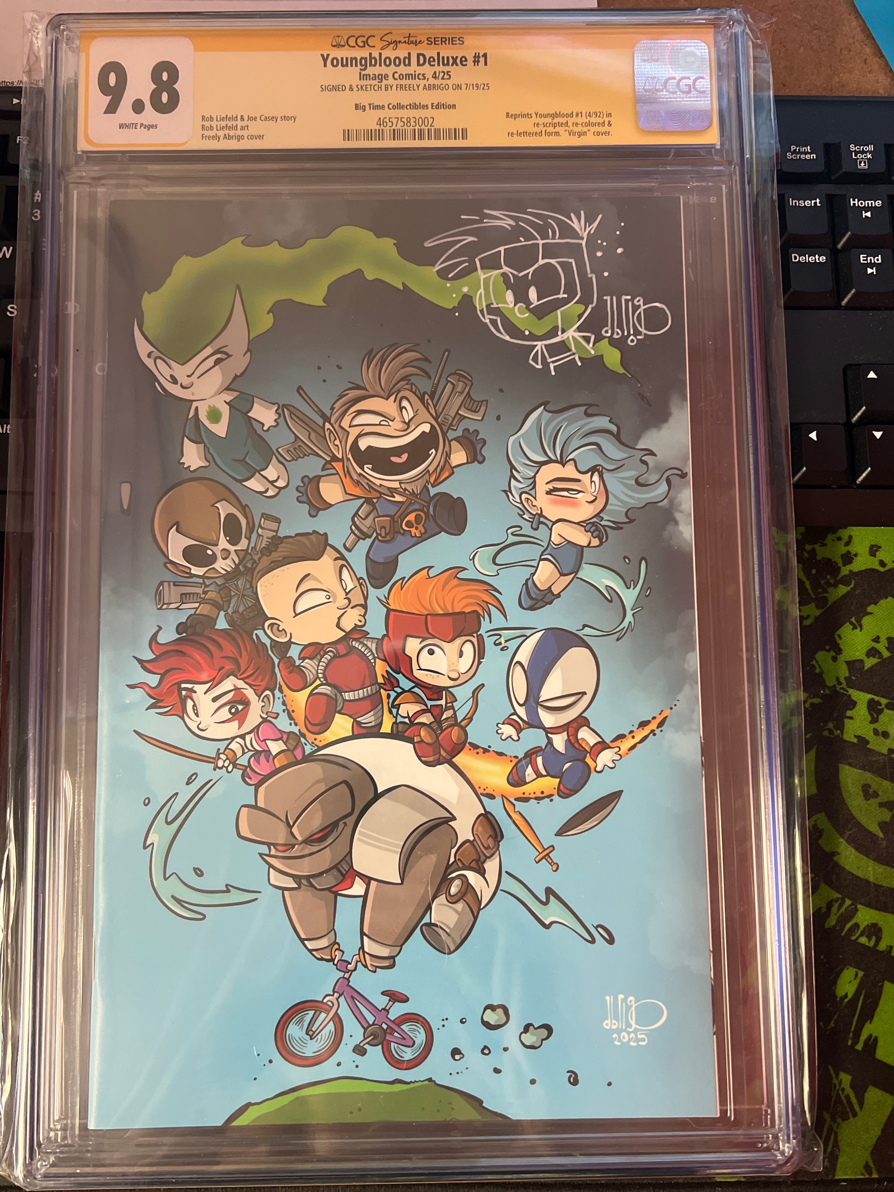 YOUNGBLOOD DELUXE #1 FREELY ABRIGO EXCLUSIVE VIRGIN VARIANT SIGNED AND REMARQUED BY FREELY ABRIGO CGC 9.8 (C83)